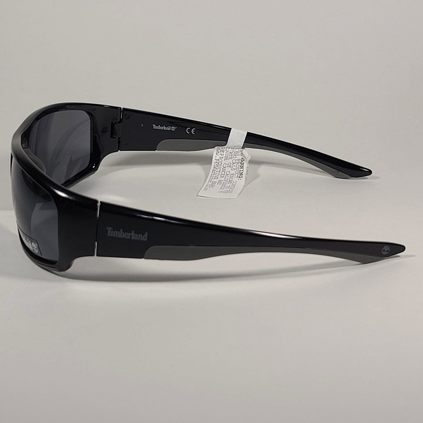 Timberland Wrap Sunglasses Shiny Black Gray Rubber Trim Gray Lens TB7178 01A - Sunglasses