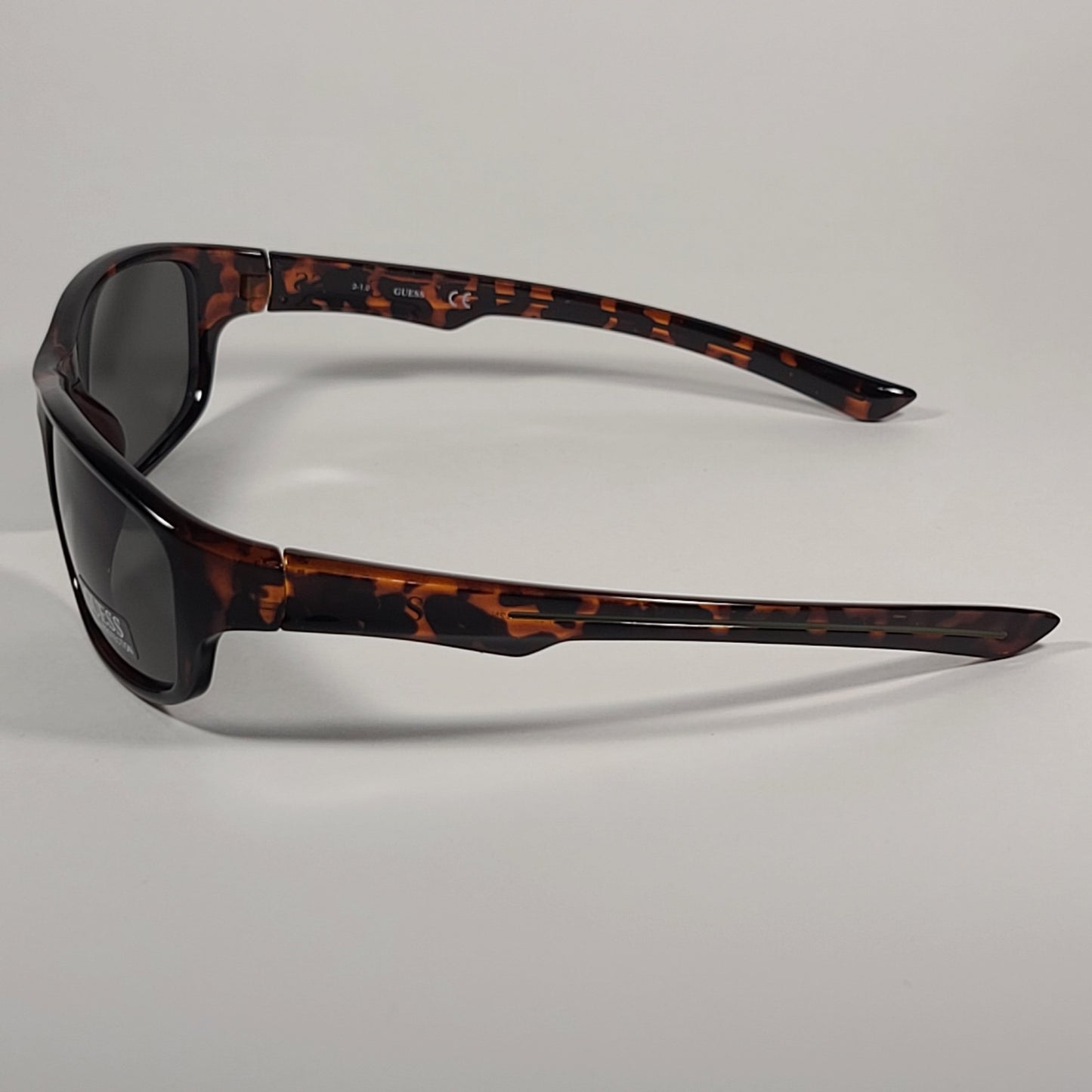 Guess Rectangular Wrap Sunglasses Brown Tortoise Frame Green Lens GF0210 52N - Sunglasses