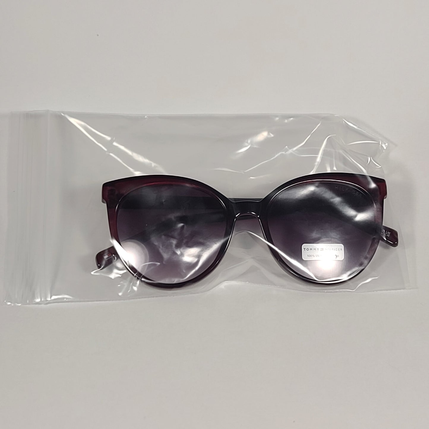 Tommy Hilfiger Lyla Round Sunglasses Dark Red Crystal Frame Smoke Gradient Lens LYLA WP OL574 - Sunglasses