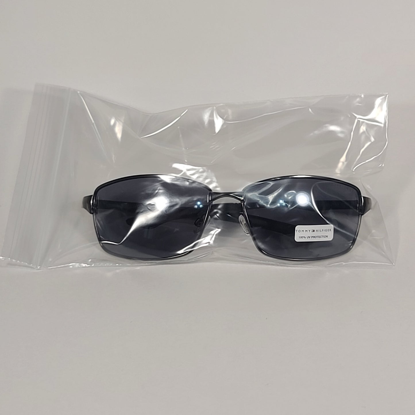 Tommy Hilfiger Roddy Rectangle Wrap Sunglasses Gunmetal Gray Frame Gray Lens RODDY MP OM606 - Sunglasses