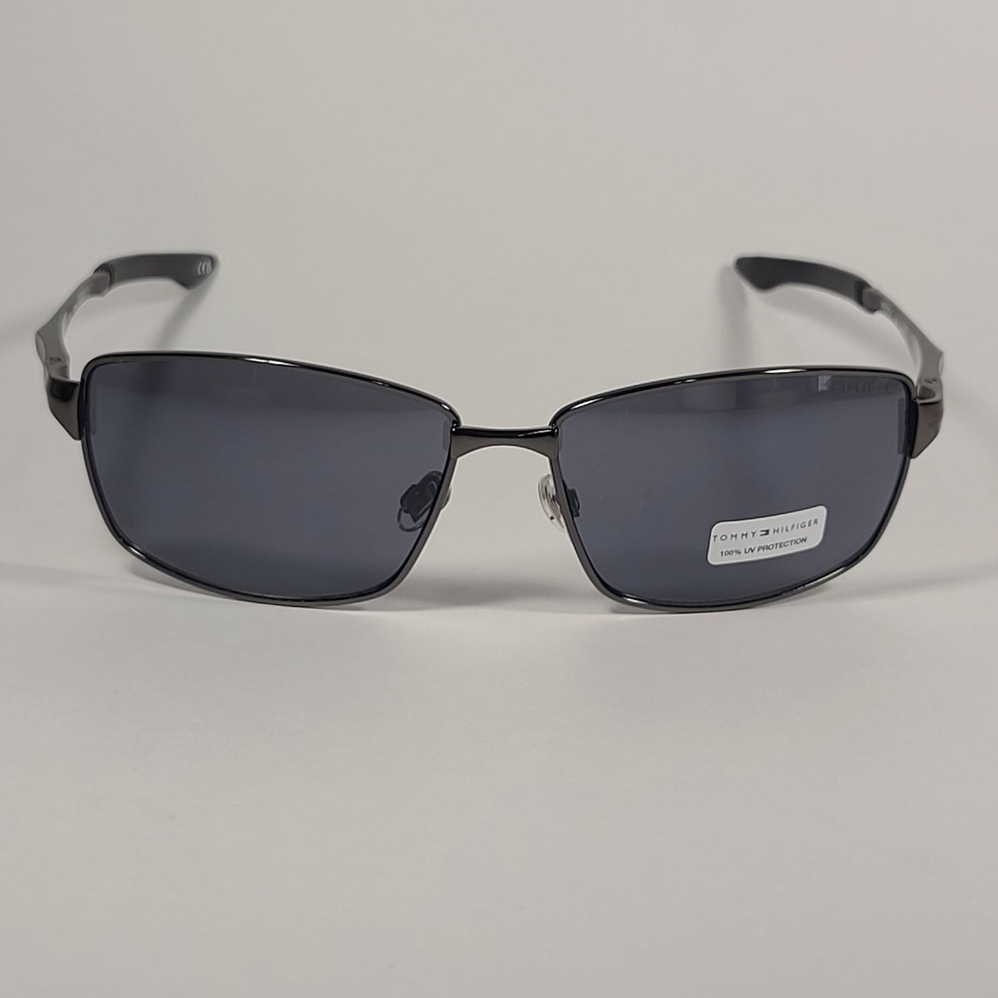 Tommy Hilfiger Roddy Rectangle Wrap Sunglasses Gunmetal Gray Frame Gray Lens RODDY MP OM606 - Sunglasses