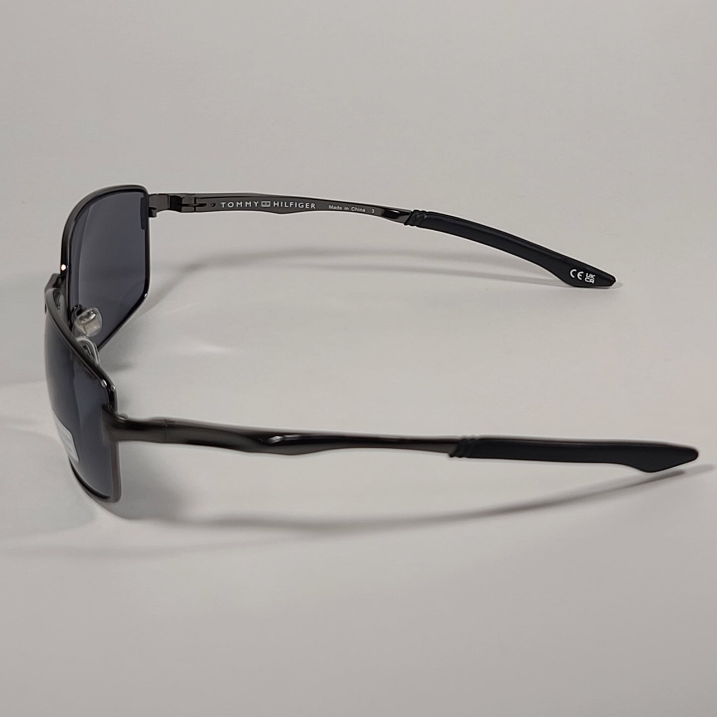 Tommy Hilfiger Roddy Rectangle Wrap Sunglasses Gunmetal Gray Frame Gray Lens RODDY MP OM606 - Sunglasses