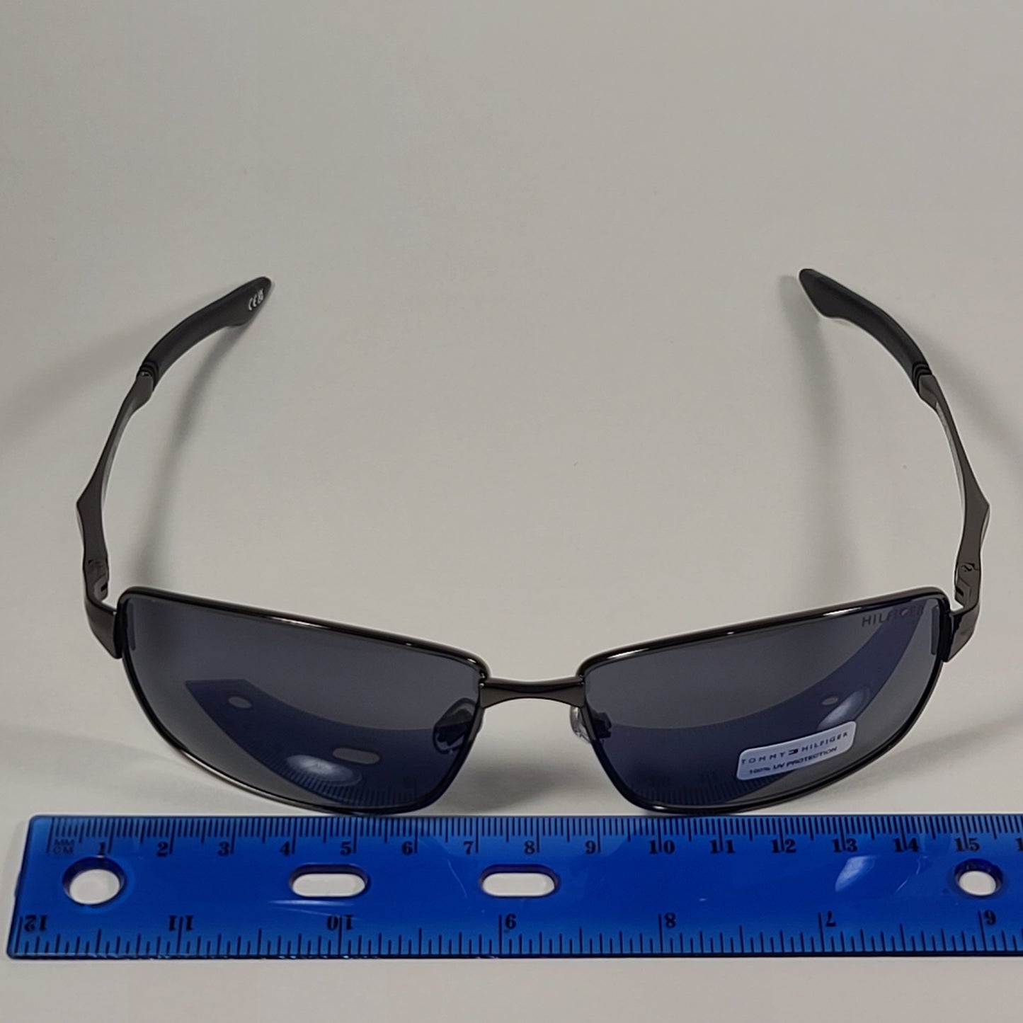 Tommy Hilfiger Roddy Rectangle Wrap Sunglasses Gunmetal Gray Frame Gray Lens RODDY MP OM606 - Sunglasses