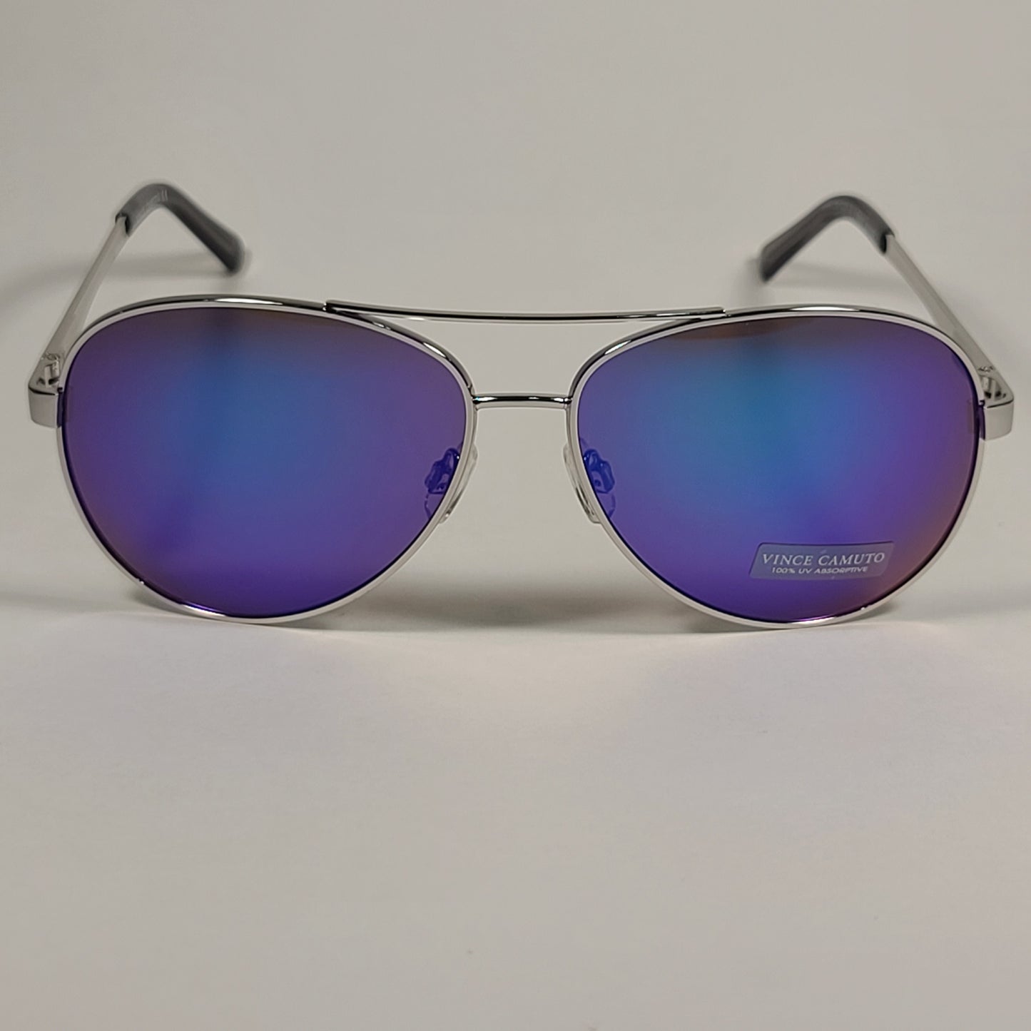 Vince Camuto Aviator Sunglasses Silver Frame Blue Violet Mirror Lens VM602 SLVGY - Sunglasses