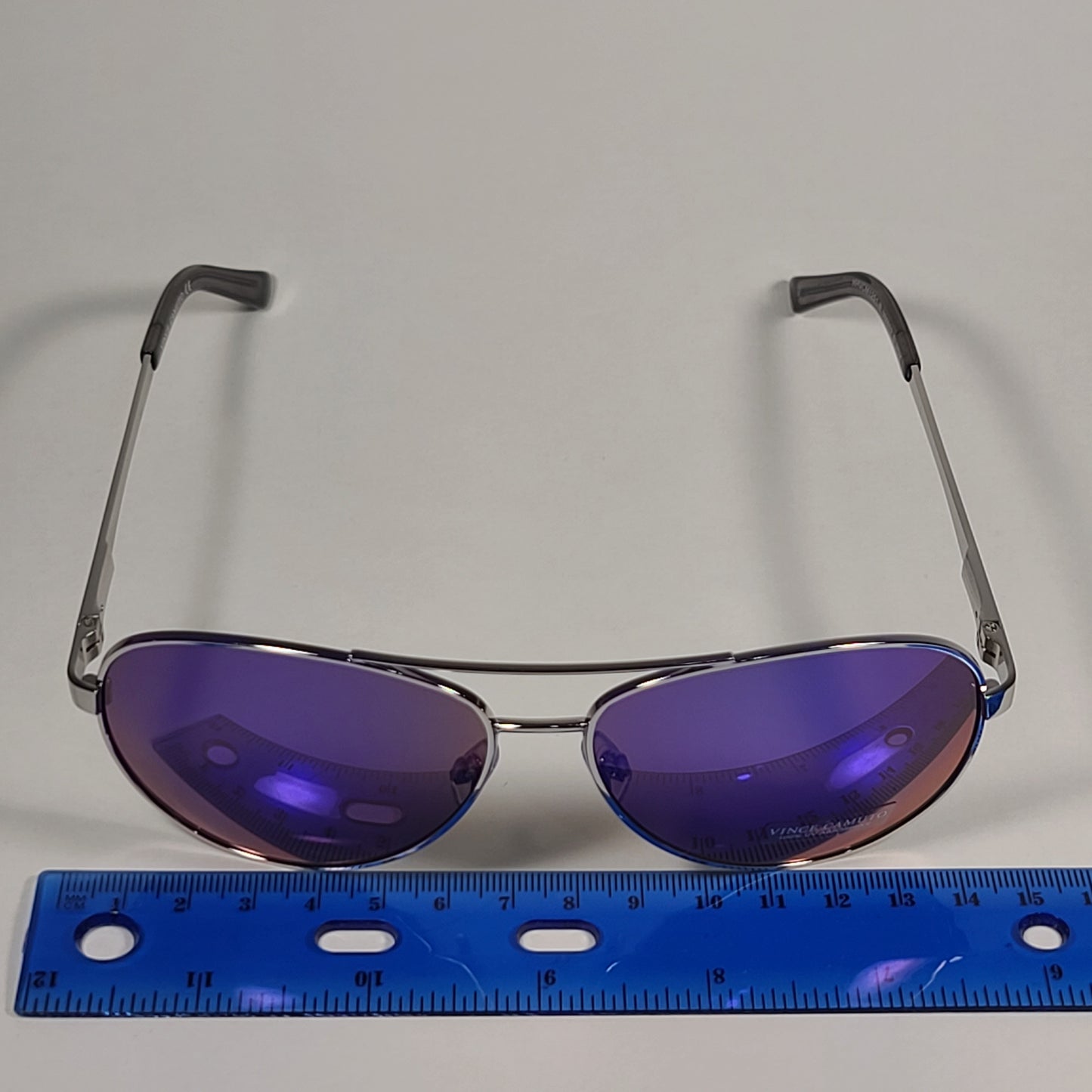 Vince Camuto Aviator Sunglasses Silver Frame Blue Violet Mirror Lens VM602 SLVGY - Sunglasses
