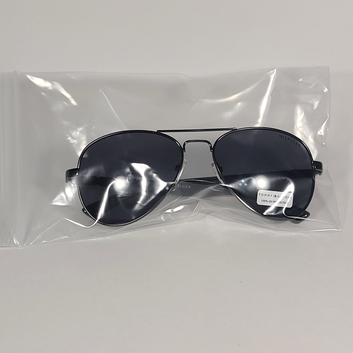 Tommy Hilfiger ’Benjamin’ MM OM186 Aviator Sunglasses Gunmetal And Black Frame Gray Tinted Lens - Sunglasses