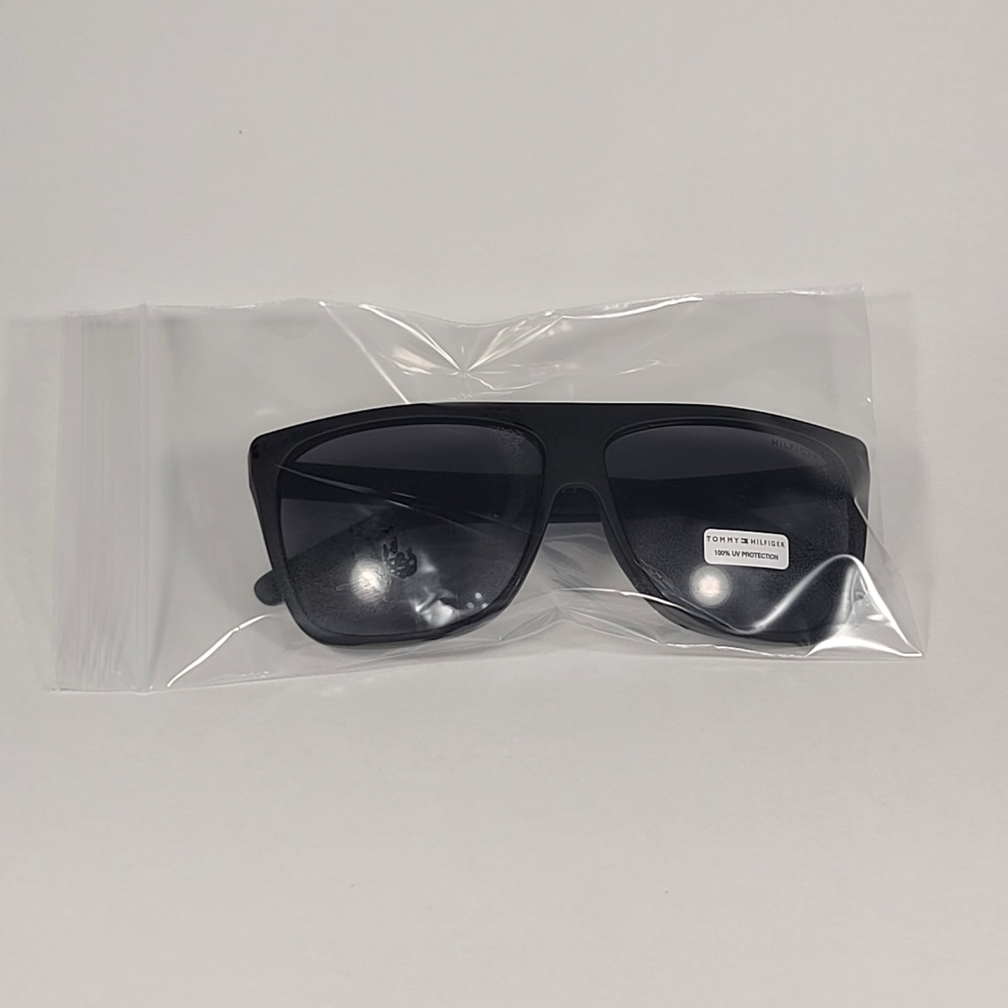 Authentic Tommy Hilfiger Mickey Square Sunglasses Matte Black Frame Gray Lens MICKEY MP OM599 - Sunglasses