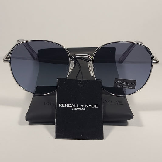 Kendall + Kylie Collins KK4072CE 035 Modified Round Sunglasses Shiny Silver Frame / Gray Lens - Sunglasses