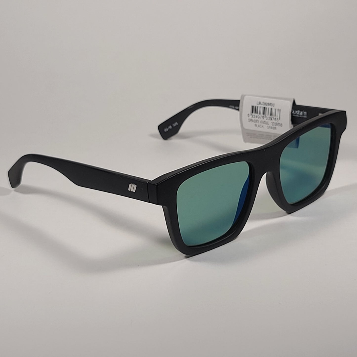 Le Specs Grassy Knoll Rectangle Sunglasses Le Sustain Black Grass / Blue Green Mirror LSU2029503