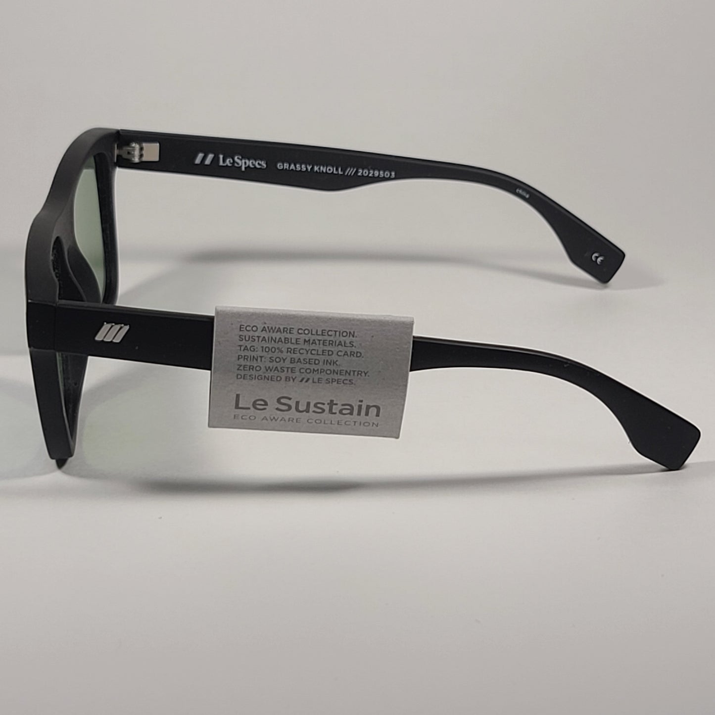 Le Specs Grassy Knoll Rectangle Sunglasses Le Sustain Black Grass / Blue Green Mirror LSU2029503