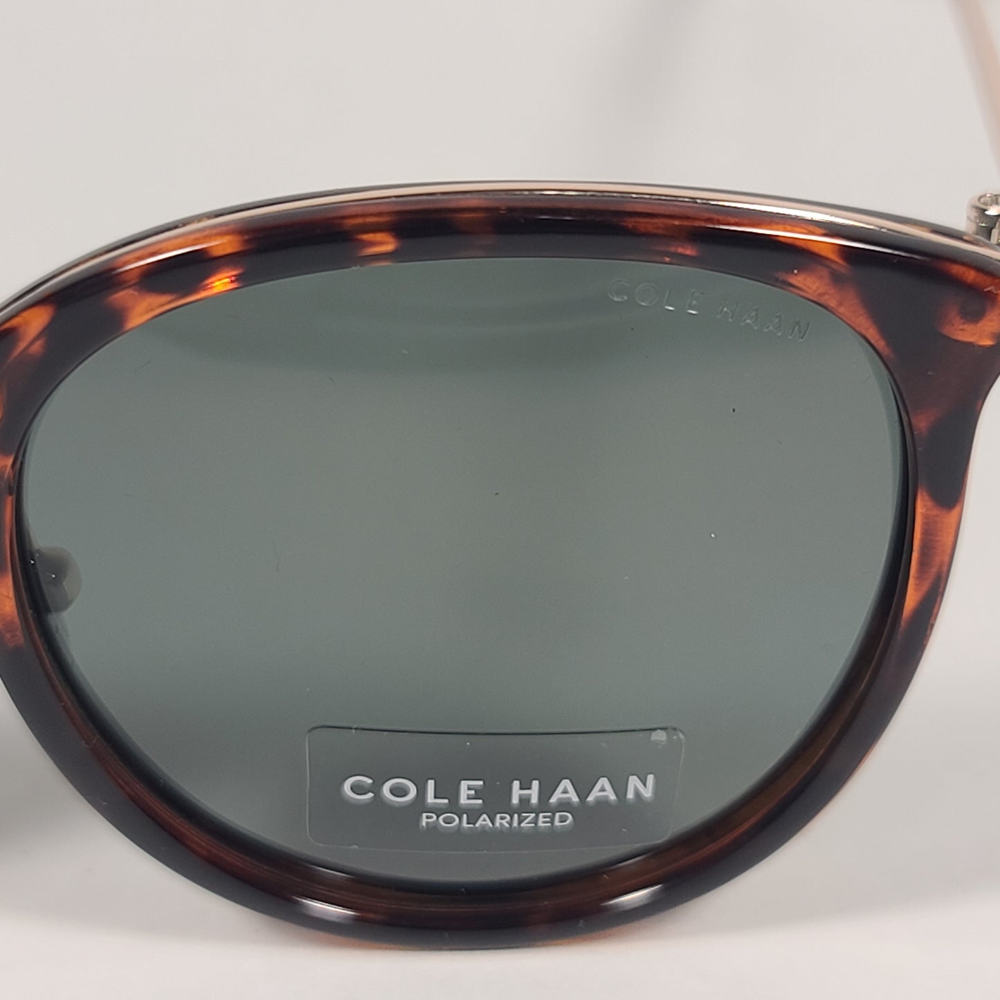 Cole Haan CH9007 215 Tortoise Polarized Round Sunglasses Gold Brown Tortoise Frame / Gray Green Lens - Sunglasses