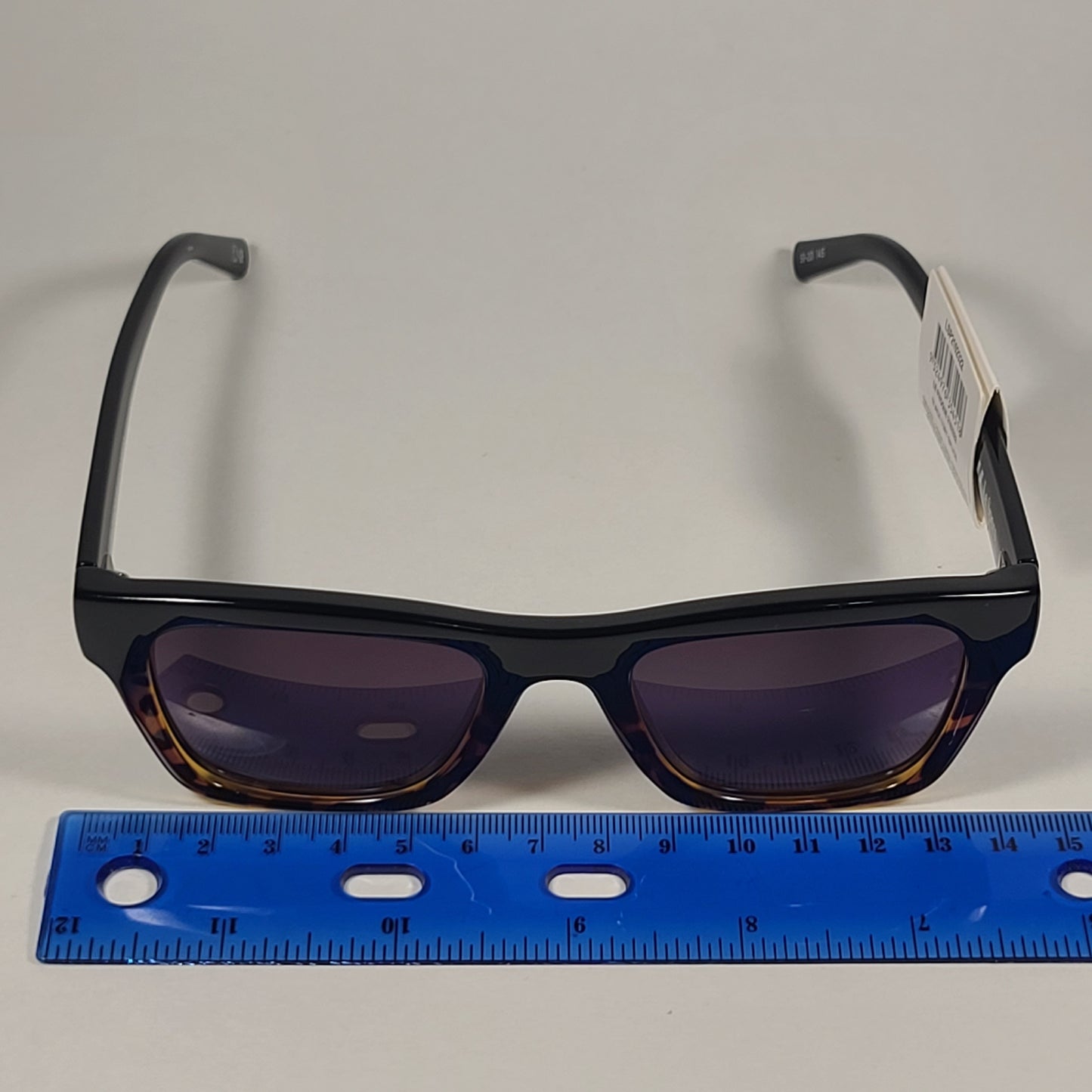 Le Specs Le Phoque Square Sunglasses Black Tortoise Splice Gray Gradient Lens LSP2102322 - Sunglasses