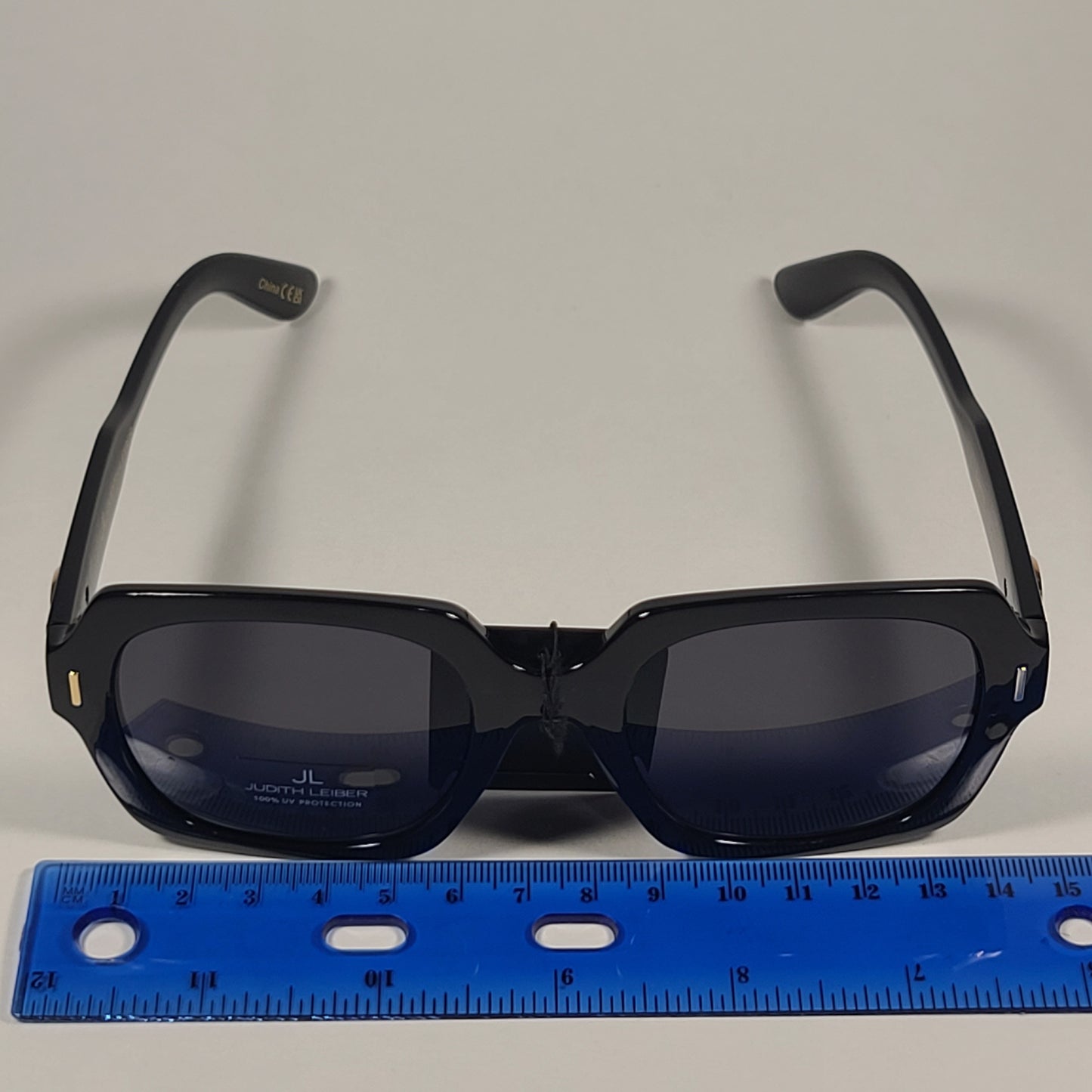 JL By Judith Leiber Dahlia Square Sunglasses Black Frame Gray Tinted Lens - Sunglasses