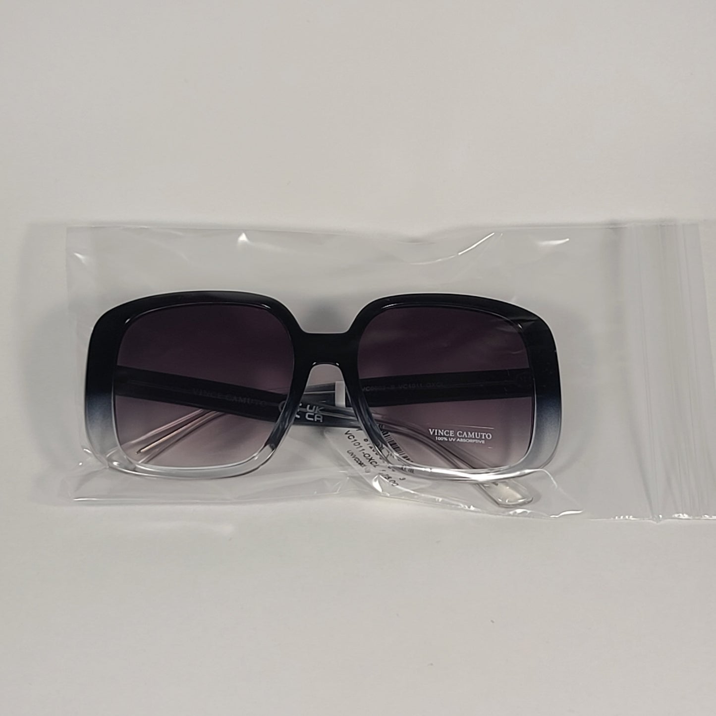 Vince Camuto Oversize Square Sunglasses Black Clear Frame Gray Gradient Lens VC1011 OXCL - Sunglasses