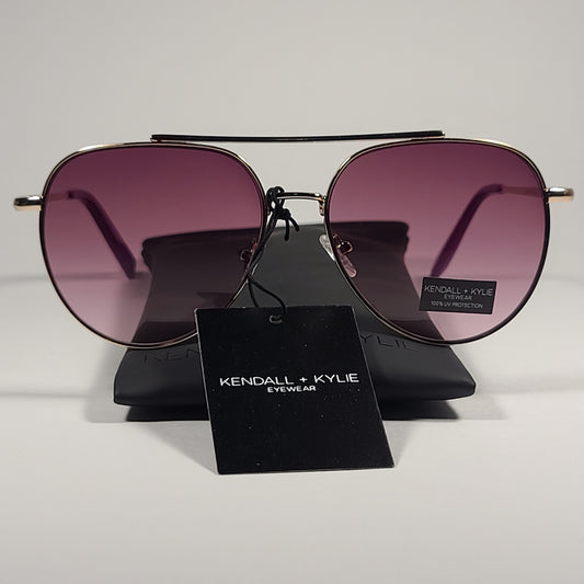 Kendall + Kylie Jett KK4050DCE 717 Aviator Sunglasses Gold Frame Dark Pink Gradient Lens - Sunglasses