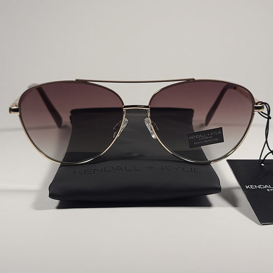 Kendall + Kylie Lara KK4079CE 743 Aviator Sunglasses Gold Nude Frame Brown Gradient Lens - Sunglasses