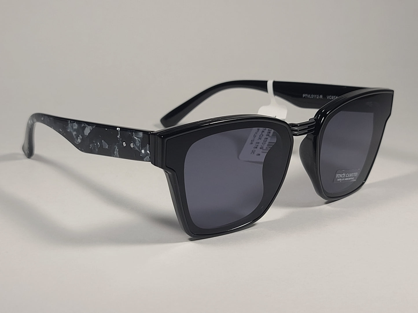 Vince Camuto VC974 OX Square Sunglasses Black Marble Frame Gray Tinted Lens - Sunglasses