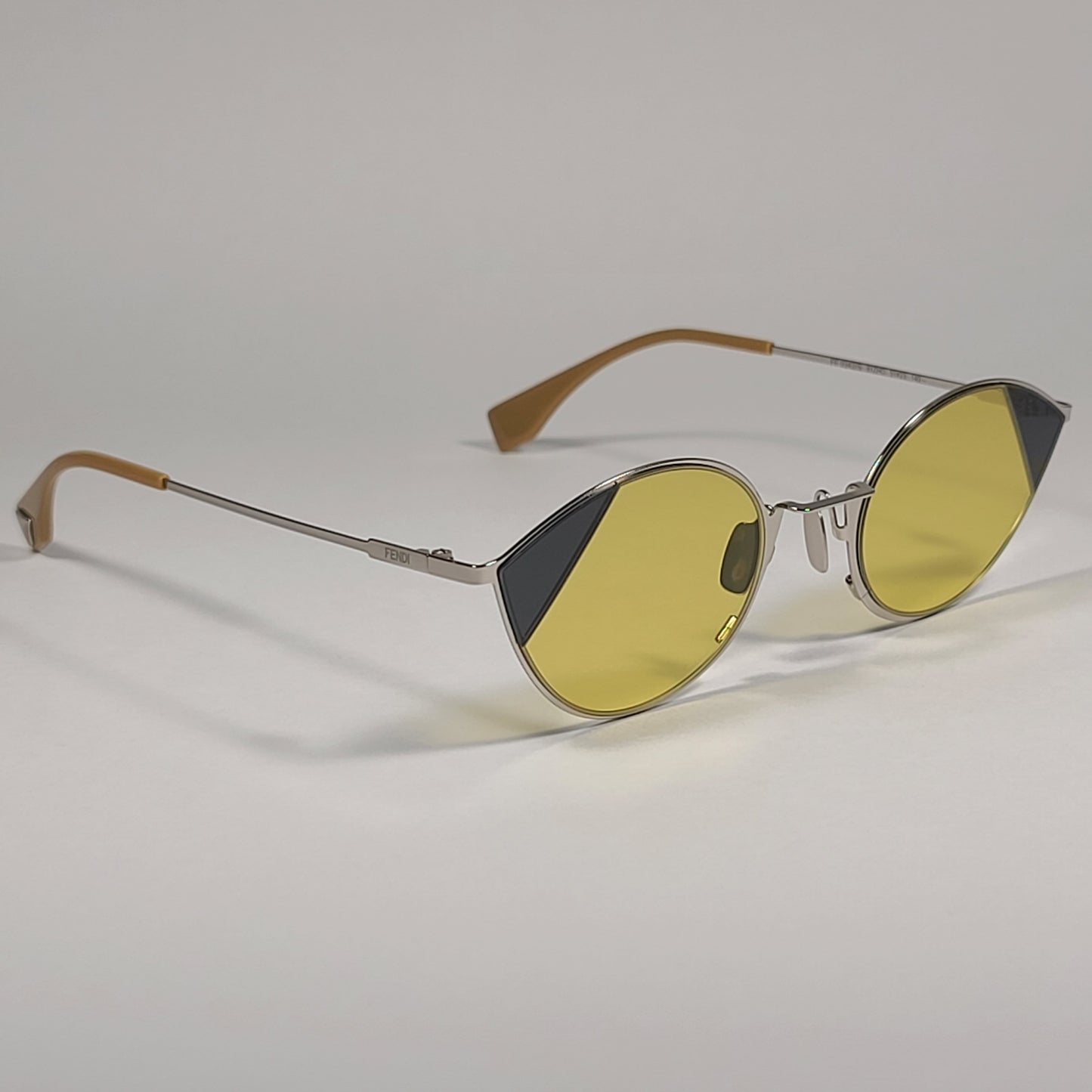 Fendi FF0342/S B1ZHO Cat Eye Sunglasses Gold Tone Frame Yellow Lens - Sunglasses