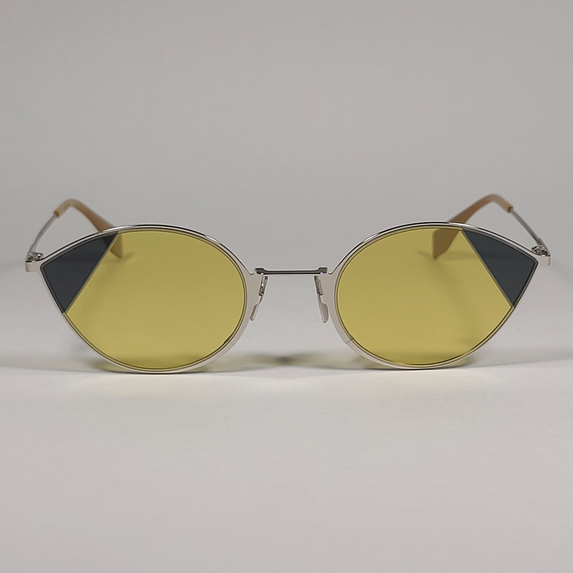 Fendi FF0342/S B1ZHO Cat Eye Sunglasses Gold Tone Frame Yellow Lens - Sunglasses