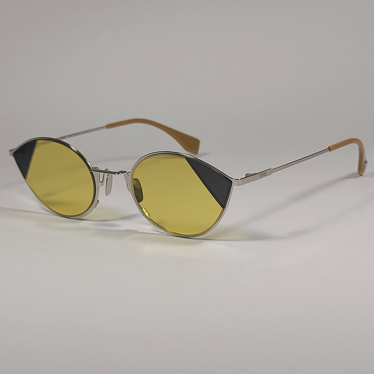 Fendi FF0342/S B1ZHO Cat Eye Sunglasses Gold Tone Frame Yellow Lens - Sunglasses