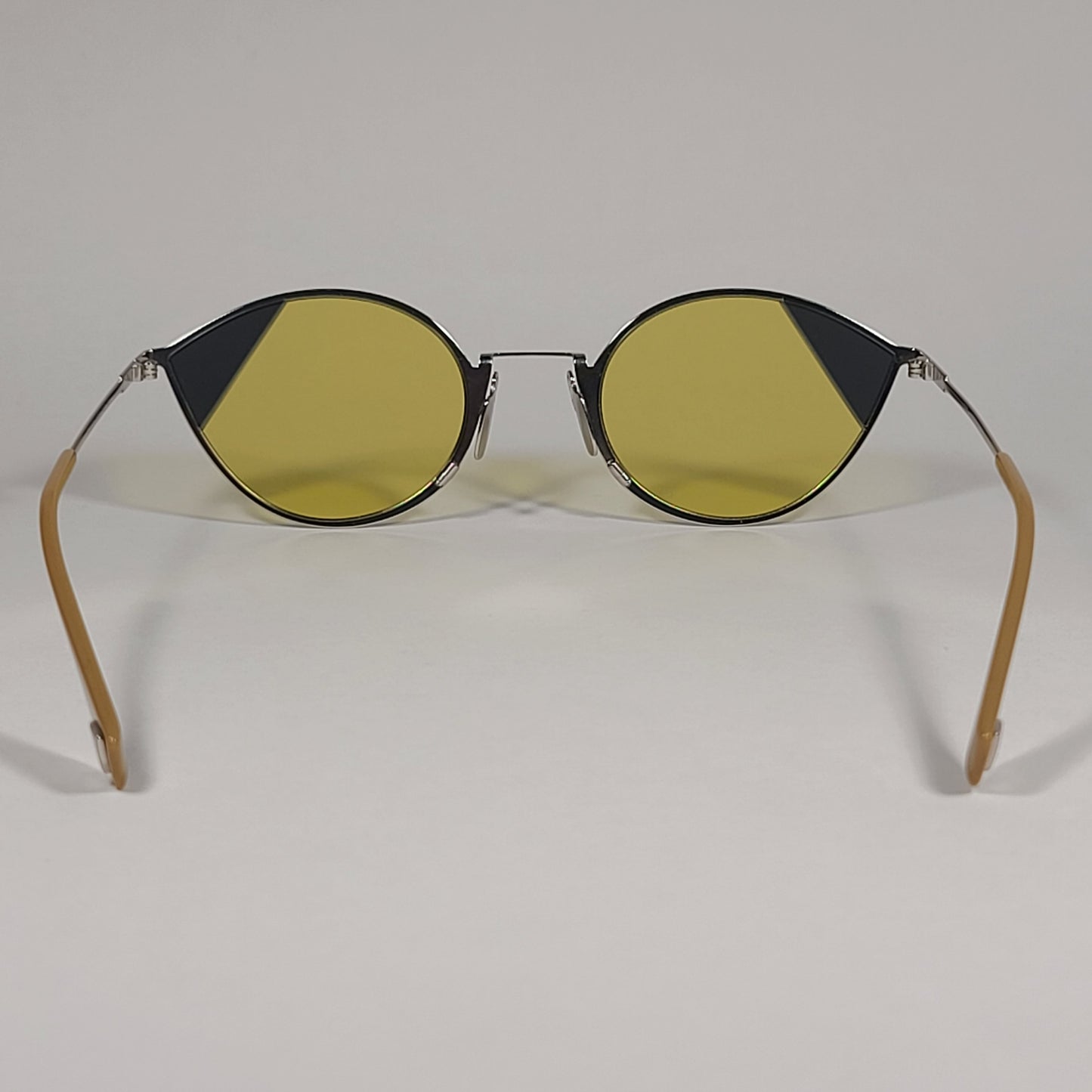 Fendi FF0342/S B1ZHO Cat Eye Sunglasses Gold Tone Frame Yellow Lens - Sunglasses