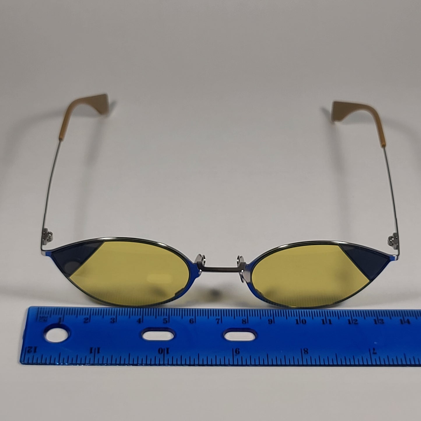 Fendi FF0342/S B1ZHO Cat Eye Sunglasses Gold Tone Frame Yellow Lens - Sunglasses