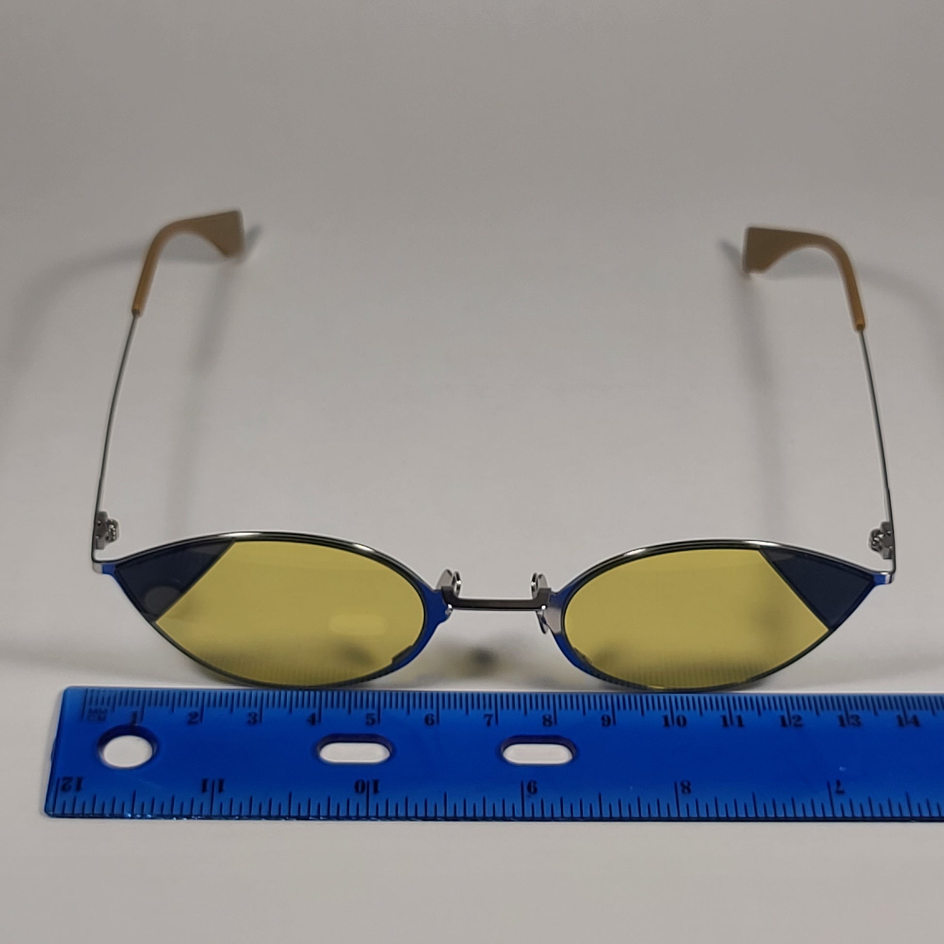 Fendi FF0342/S B1ZHO Cat Eye Sunglasses Gold Tone Frame Yellow Lens - Sunglasses