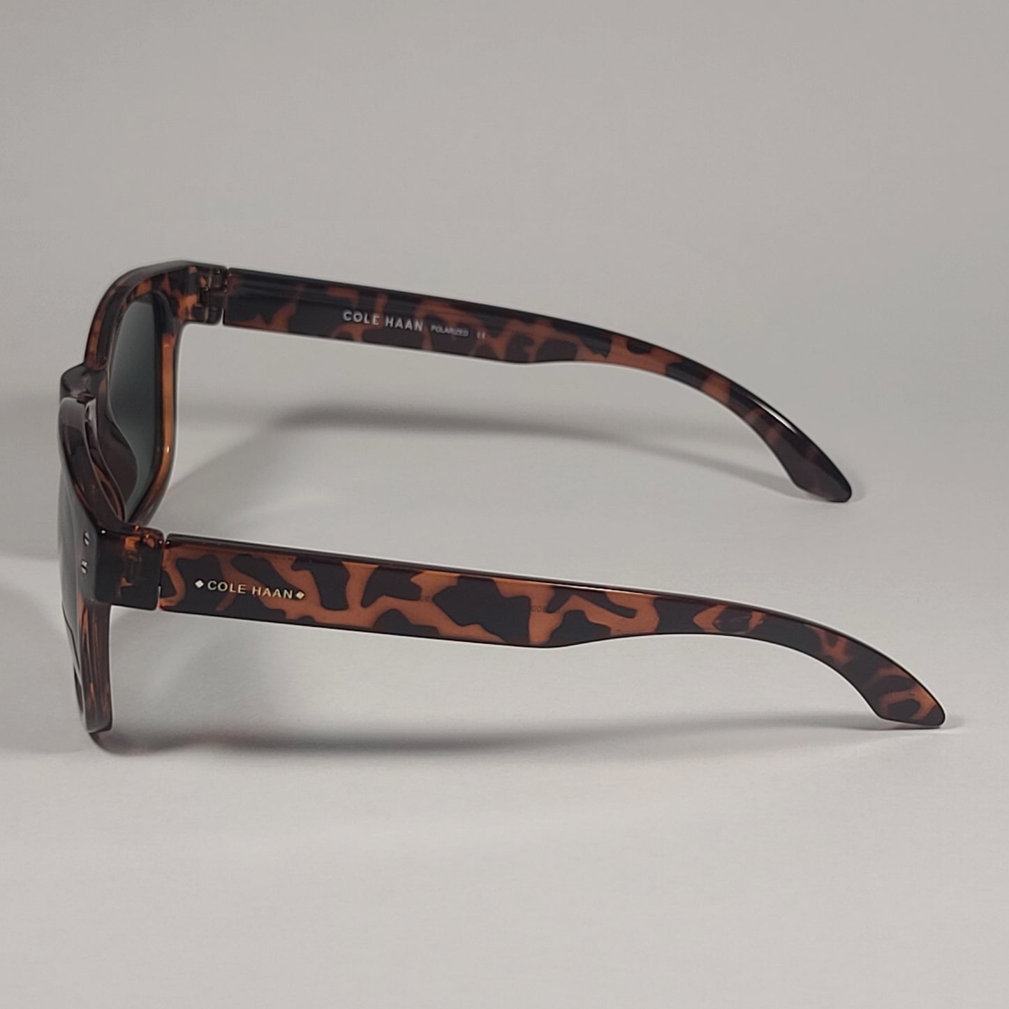 Cole Haan CH8000 215 TORTOISE Polarized Square Sunglasses Brown Tortoise Frame Green Lens - Sunglasses