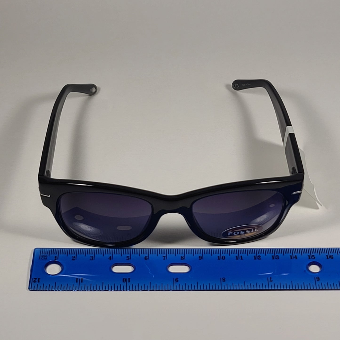 Fossil FW17 Square Sunglasses Shiny Black Frame Smoke Gradient Lens - Sunglasses