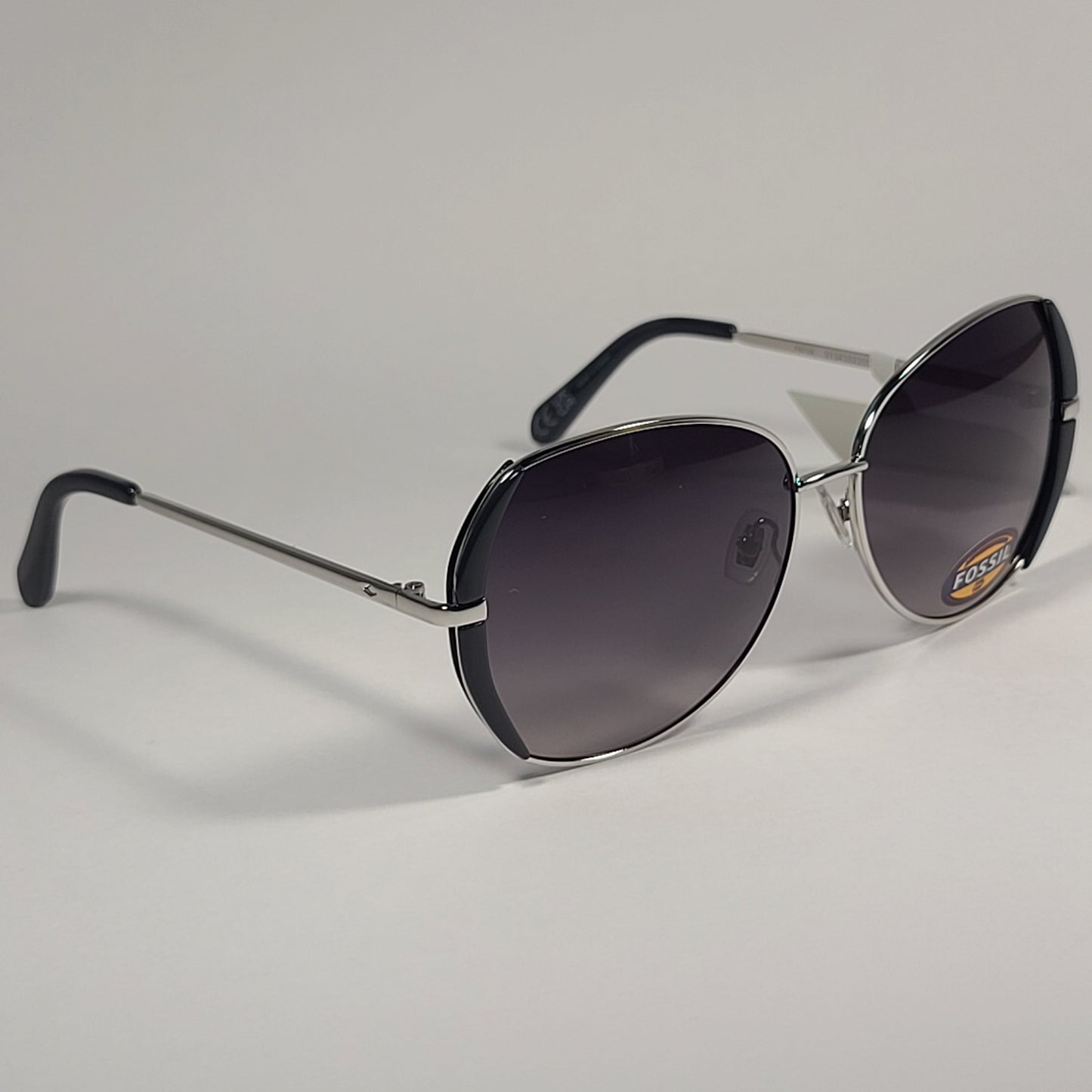 Fossil FW158 Butterfly Sunglasses Silver Black Frame Smoke Gradient Lens - Sunglasses