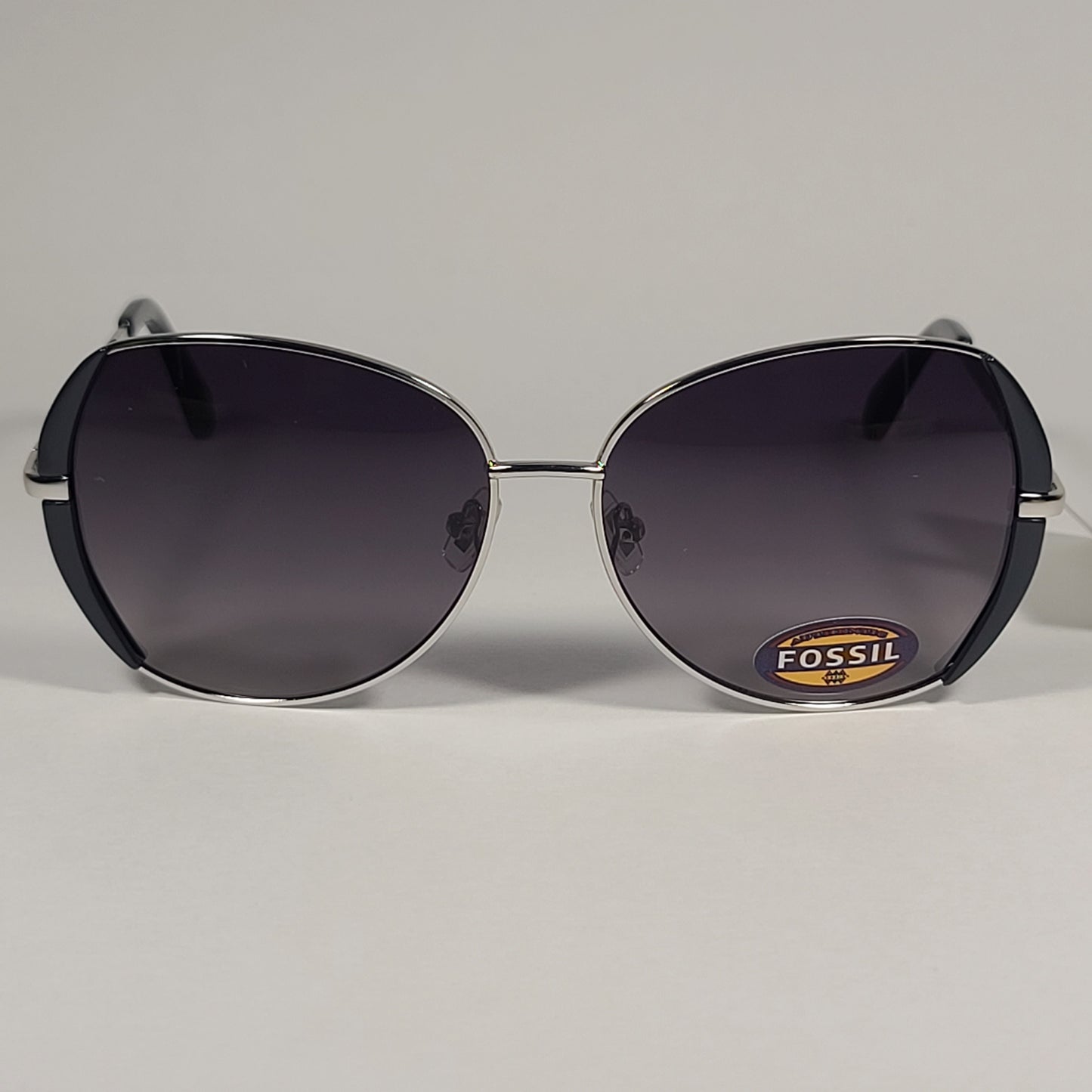Fossil FW158 Butterfly Sunglasses Silver Black Frame Smoke Gradient Lens - Sunglasses