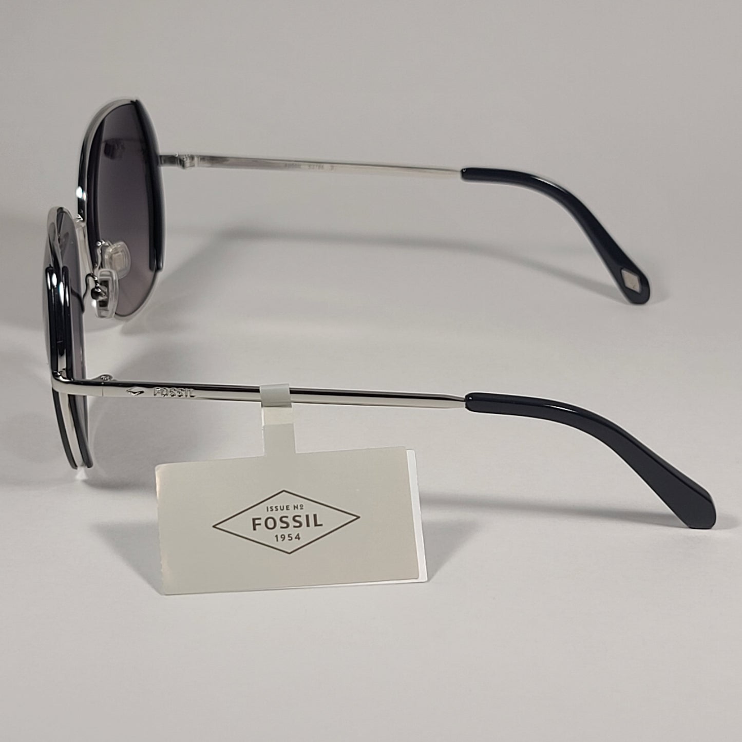 Fossil FW158 Butterfly Sunglasses Silver Black Frame Smoke Gradient Lens - Sunglasses