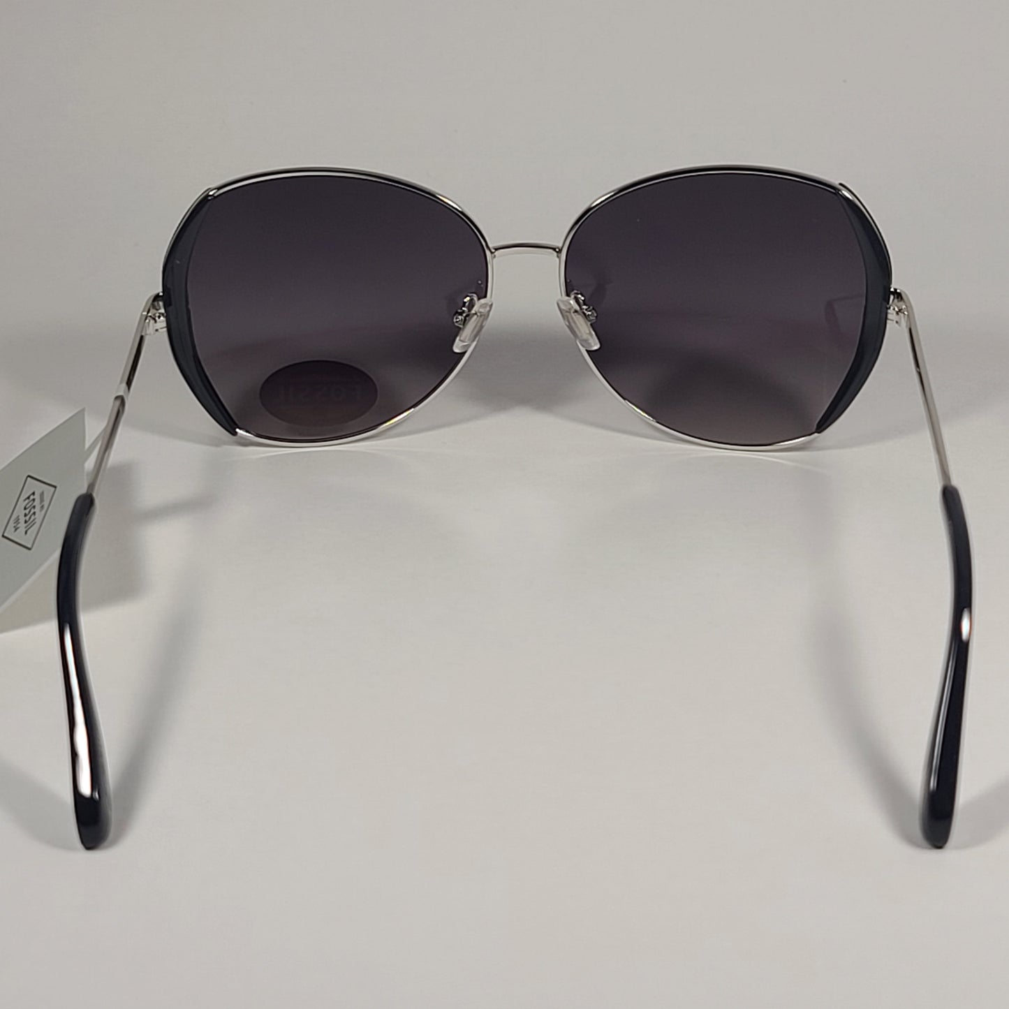 Fossil FW158 Butterfly Sunglasses Silver Black Frame Smoke Gradient Lens - Sunglasses