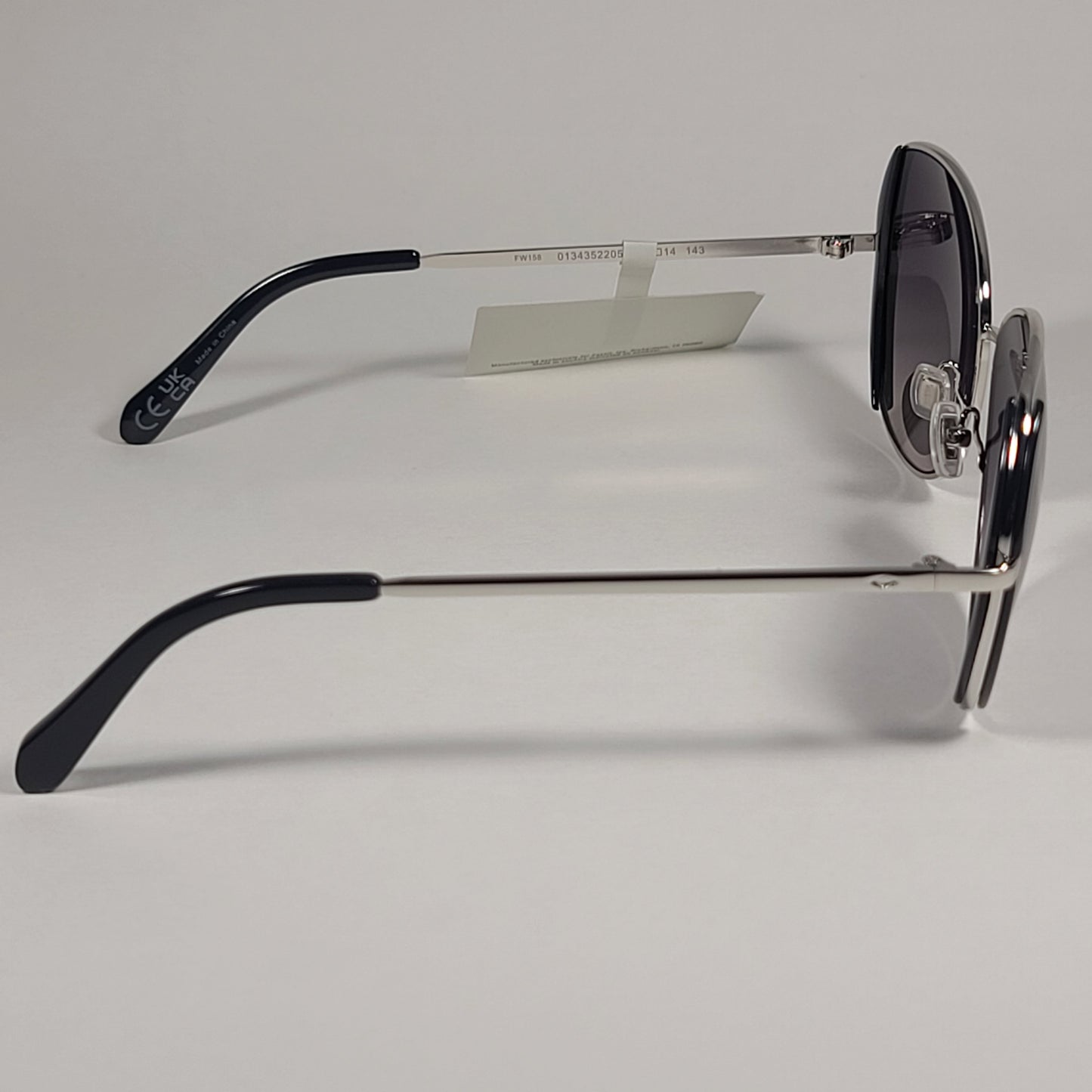 Fossil FW158 Butterfly Sunglasses Silver Black Frame Smoke Gradient Lens - Sunglasses