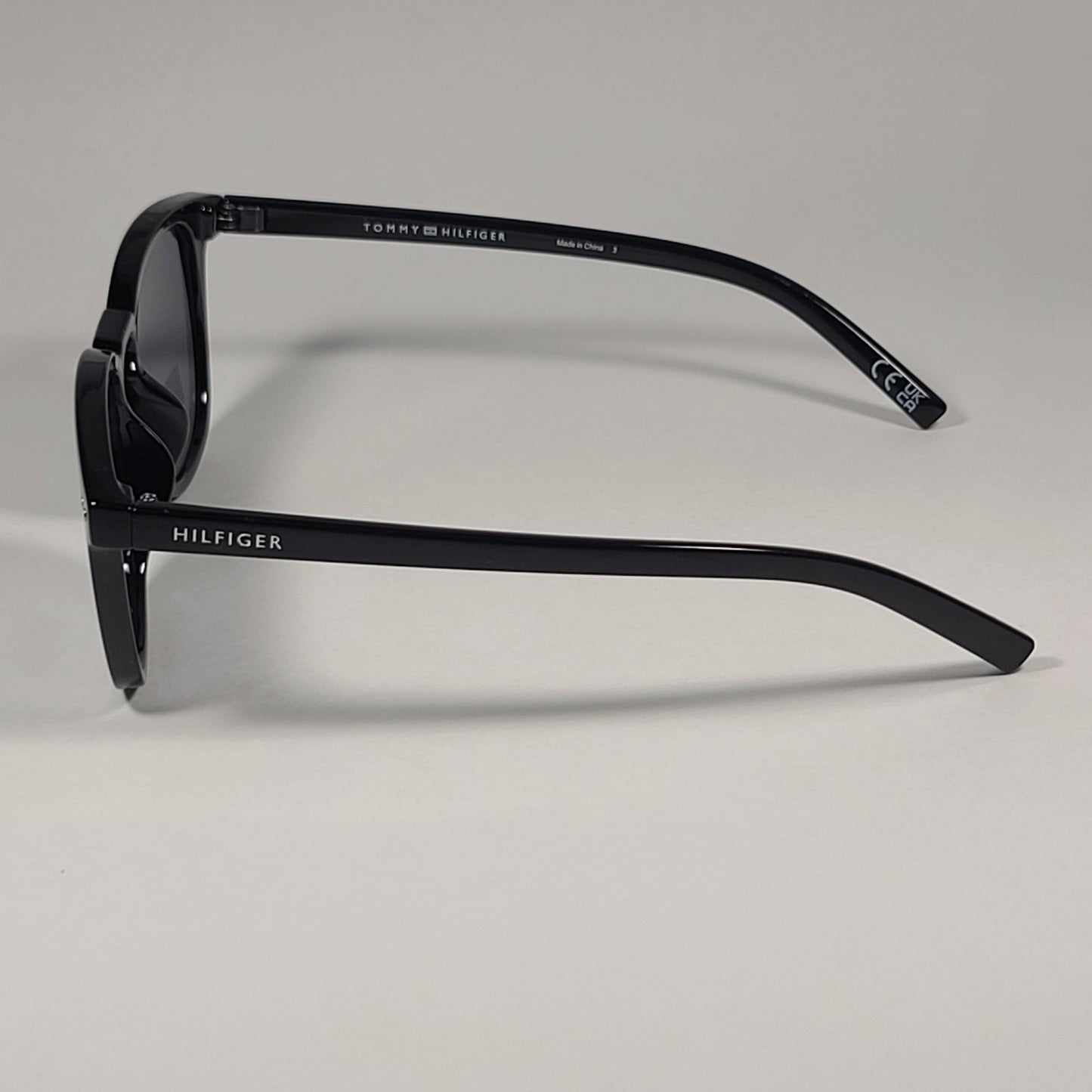 Tommy Hilfiger Raddix Keyhole Sunglasses Shiny Black Frame Gray Lens - Sunglasses