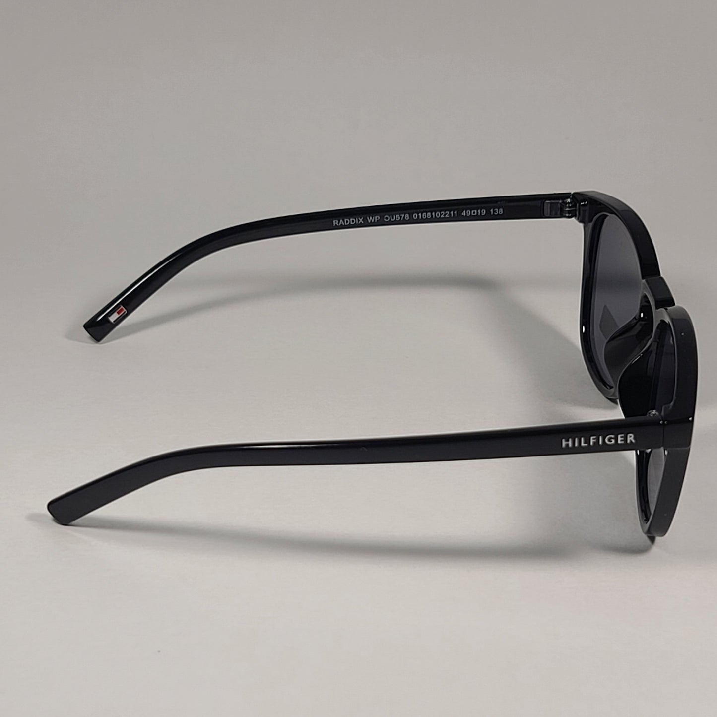 Tommy Hilfiger Raddix Keyhole Sunglasses Shiny Black Frame Gray Lens - Sunglasses