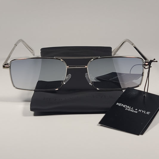 Kendall + Kylie Marlo KK4076 045 Rectangle Sunglasses Silver Frame Gray Mirror Lens - Sunglasses