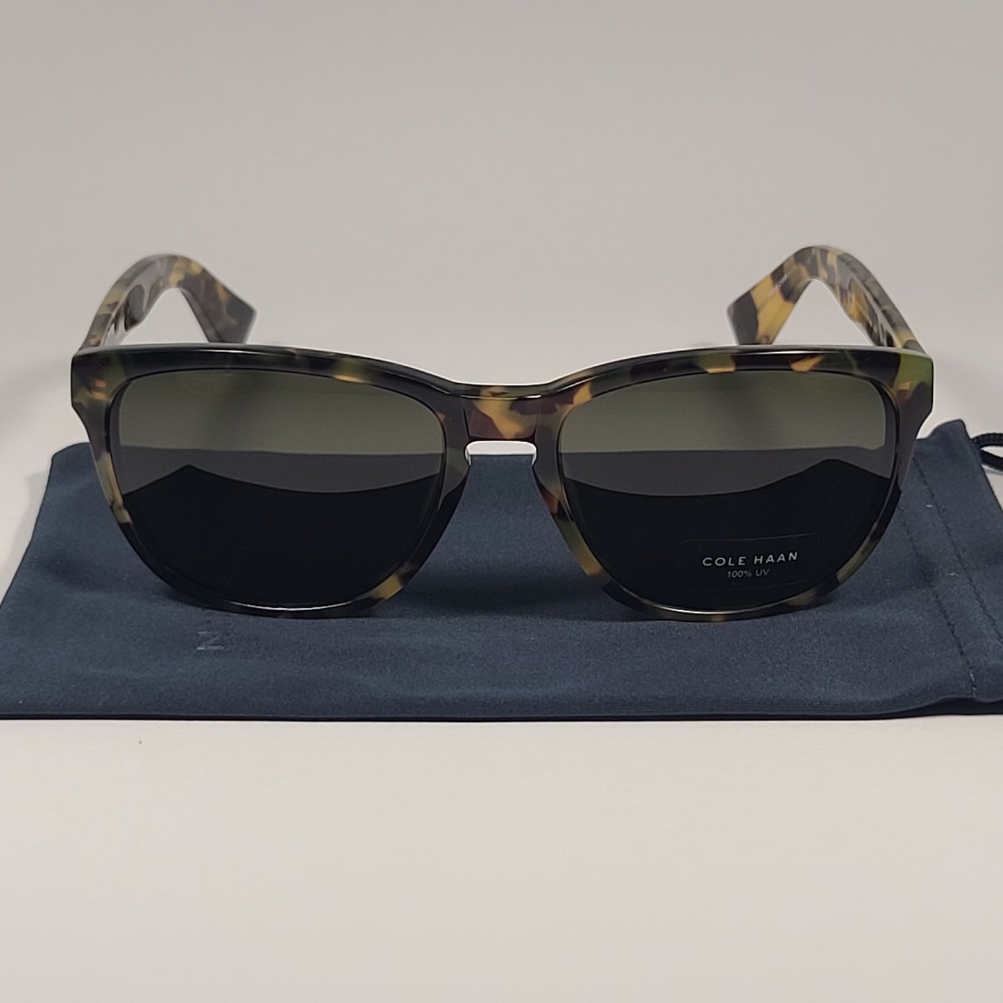 Cole Haan Square Sunglasses Brown Tortoise Frame Green Lens CH6004 319 FATIGUE TORTOISE