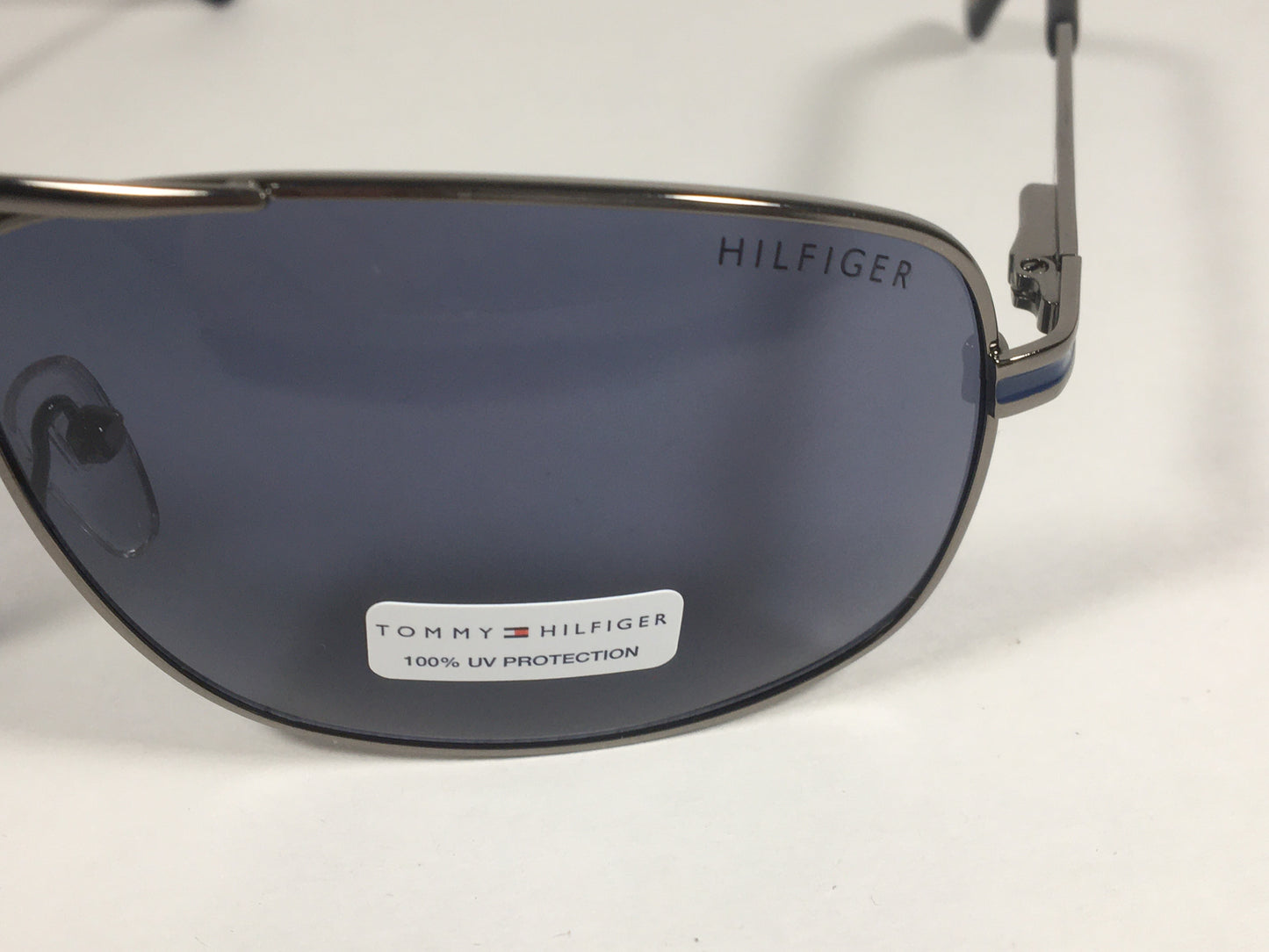 Tommy Hilfiger Phillip Rectangular Sunglasses Gunmetal Frame Blue Gray Lens PHILLIP MM OM224 - Sunglasses