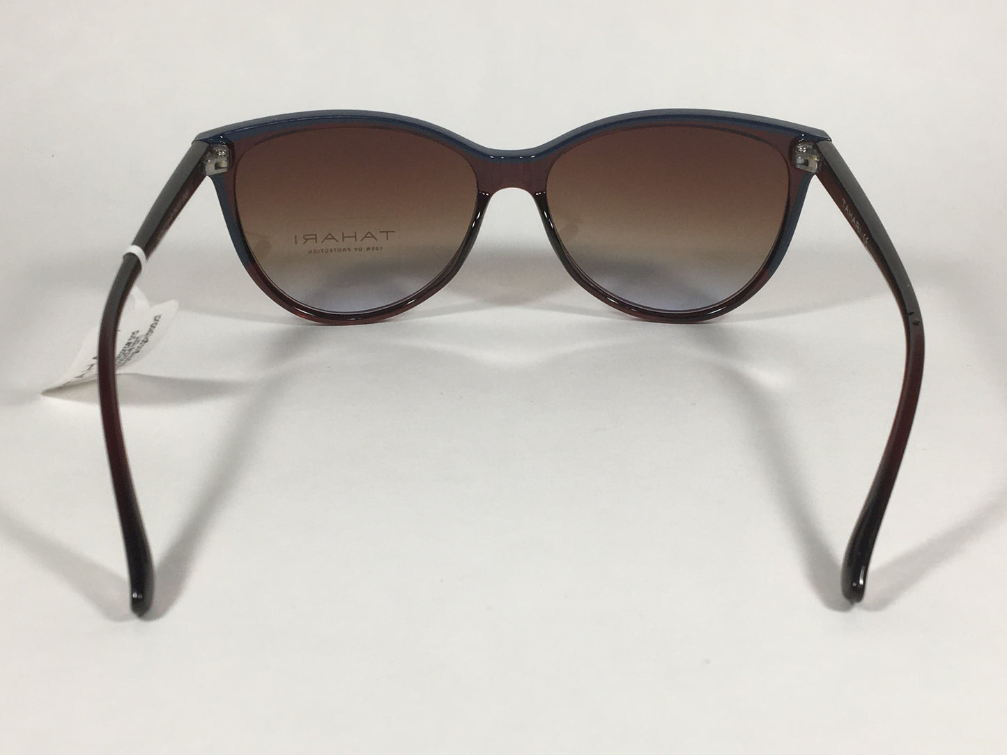 Tahari Cat Eye Sunglasses Two Tone Brown Blue Frame Brown Gradient Lens TH777 BNBL - Sunglasses