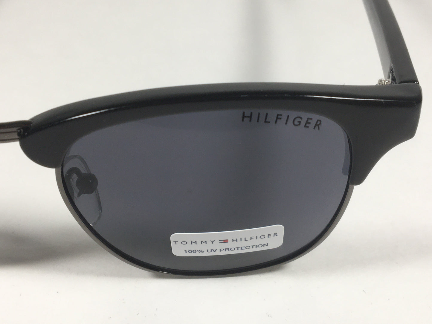 Tommy Hilfiger Bryan Square Club Sunglasses Black Gunmetal Gray Lens BRYAN MP OU107 - Sunglasses