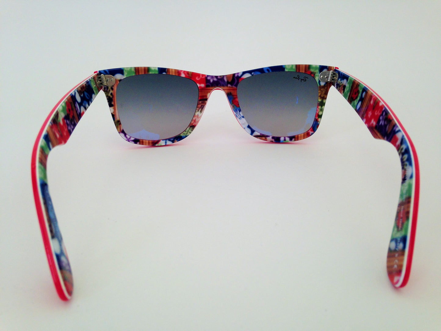 Ray-Ban Rare Prints Series #11 Wayfarer Sunglasses Red Coral Print Frame Gray Gradient Lens RB2140 1139/71 - Sunglasses