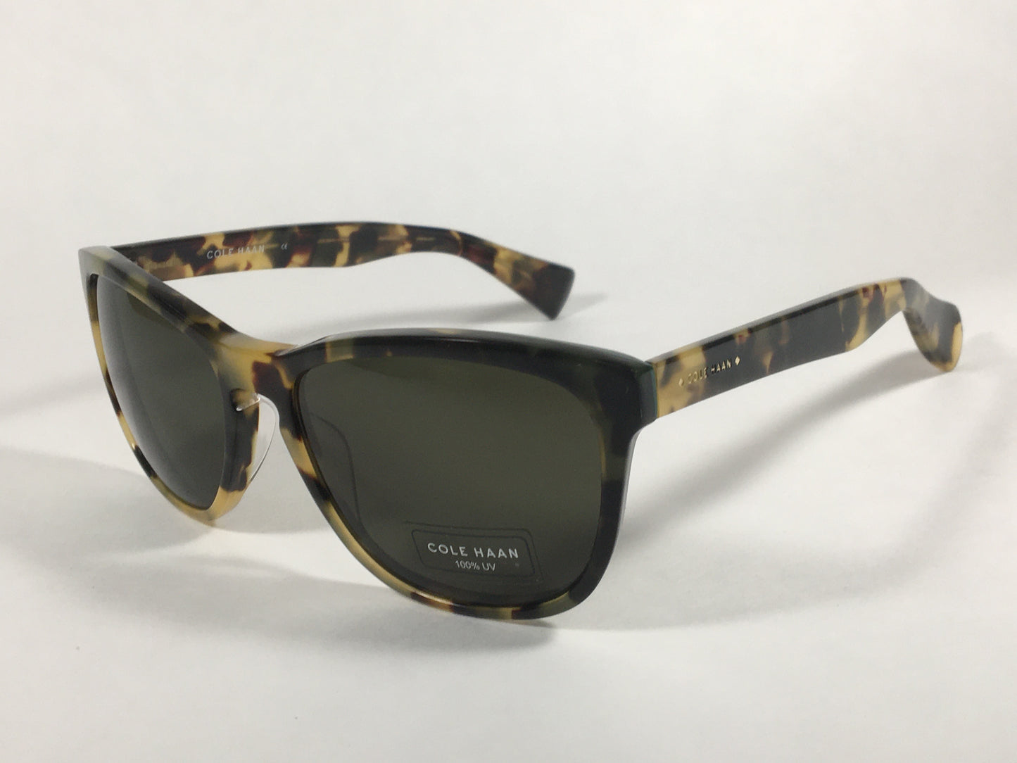 Cole Haan Square Sunglasses Brown Tortoise Frame Green Lens CH6004 319 FATIGUE TORTOISE - Sunglasses