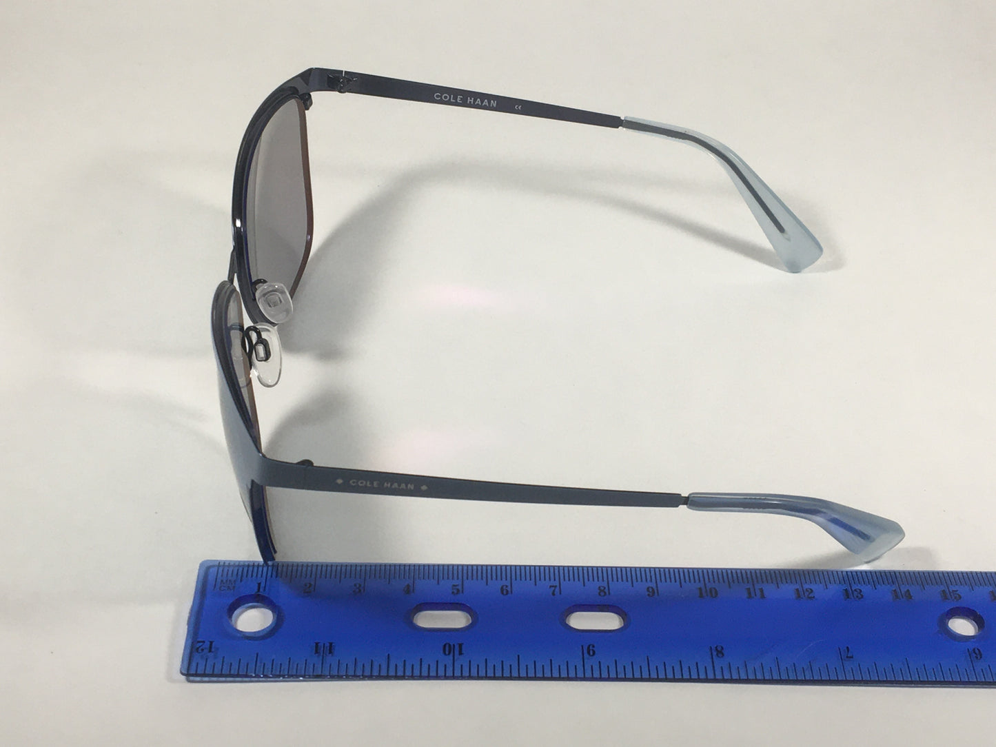 Cole Haan Square Sunglasses Ice Blue Metal Frame Blue Gray Lens CH7019 439 ICE BLUE - Sunglasses