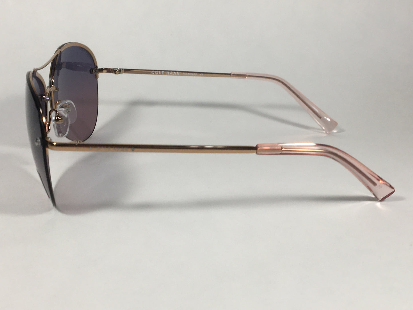 Cole Haan Polarized Rimless Aviator Sunglasses Rose Gold Frame Purple Pink Gradient Lens CH7033 605 ROSE GOLD/PINK - Sunglasses
