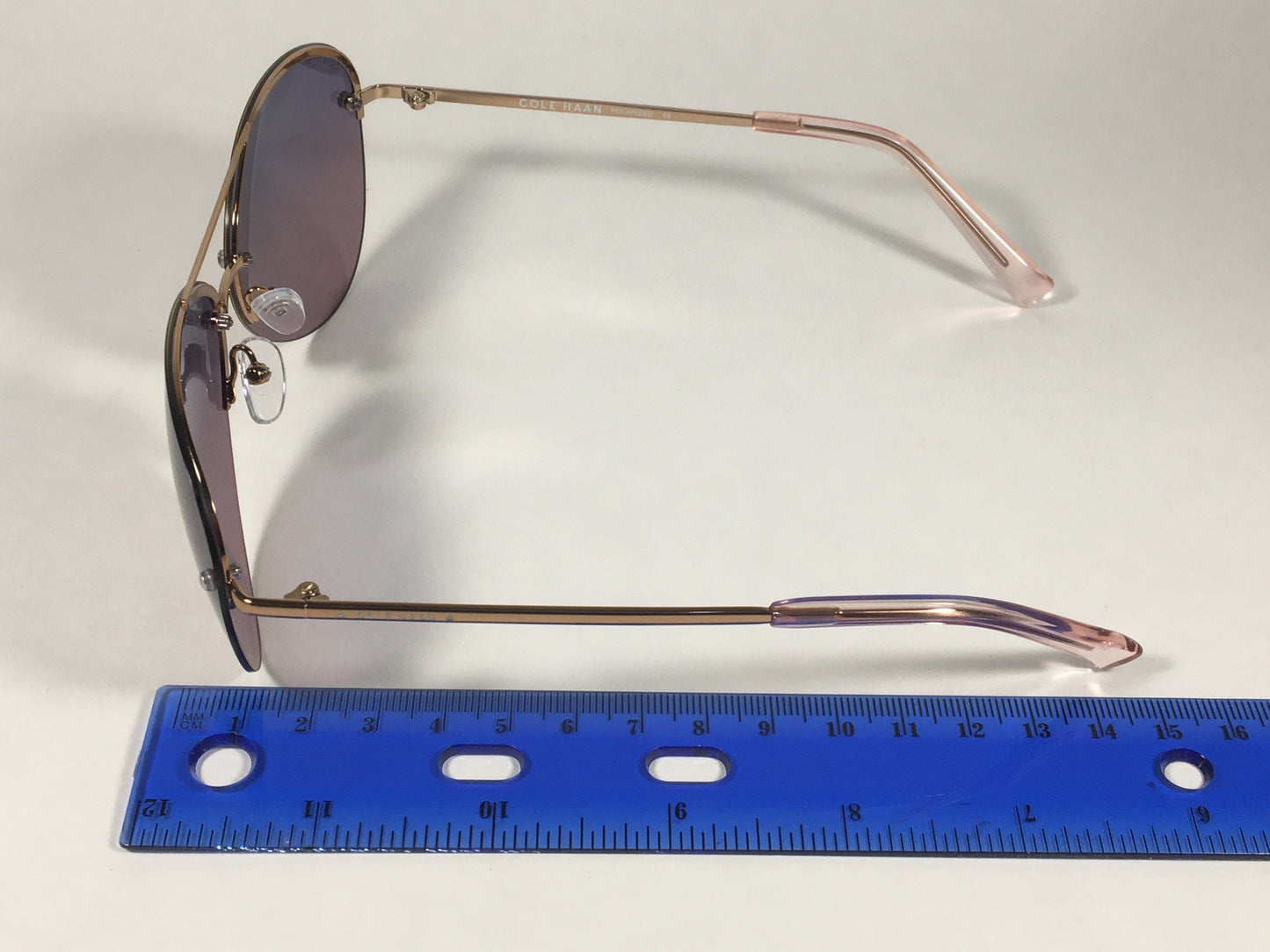 Cole Haan Polarized Rimless Aviator Sunglasses Rose Gold Frame Purple Pink Gradient Lens CH7033 605 ROSE GOLD/PINK - Sunglasses