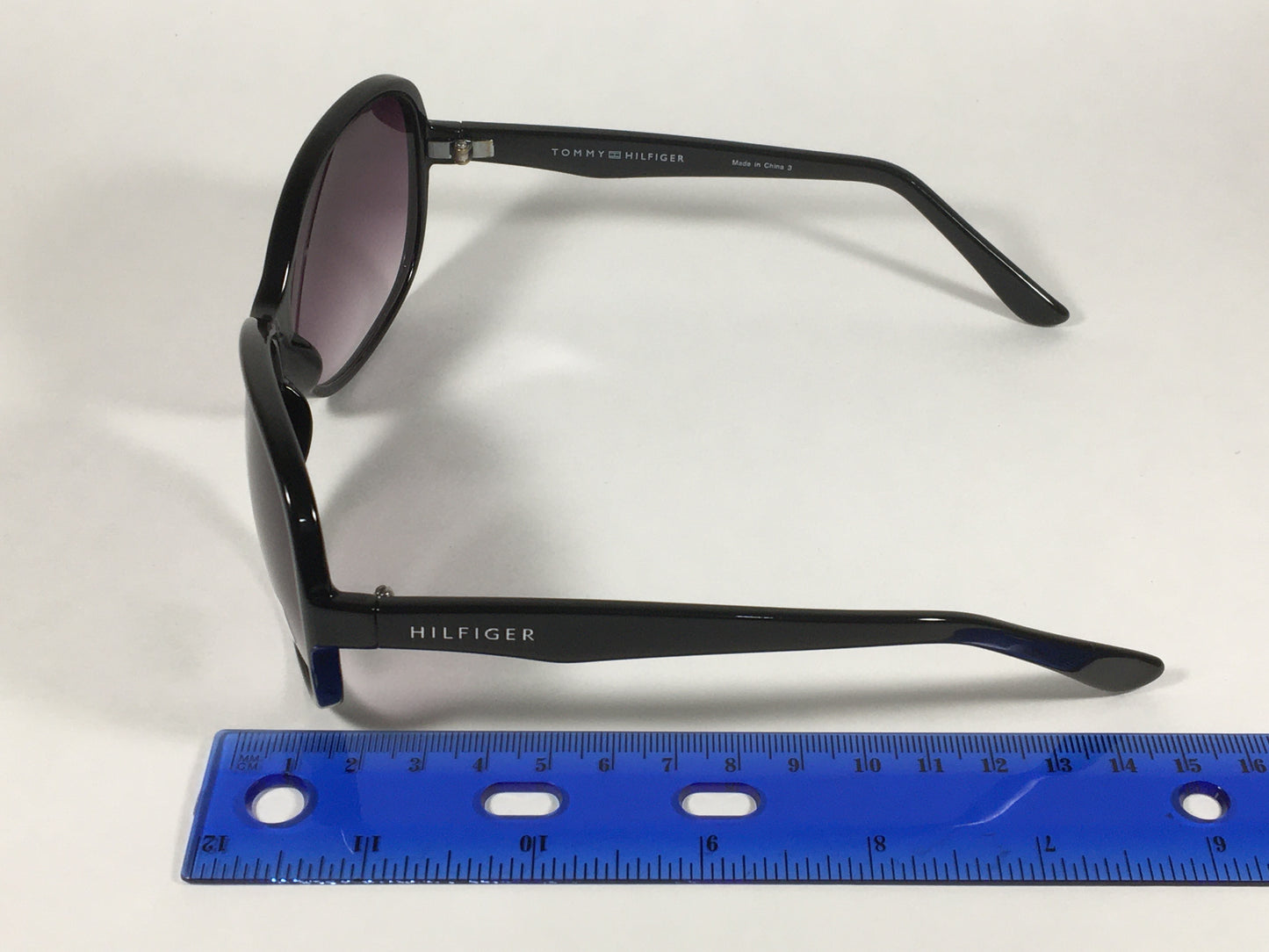 Tommy Hilfiger Camilla Oversize Oval Sunglasses Black Gloss Frame Smoke Gradient Lens CAMILLA WP OL350 - Sunglasses