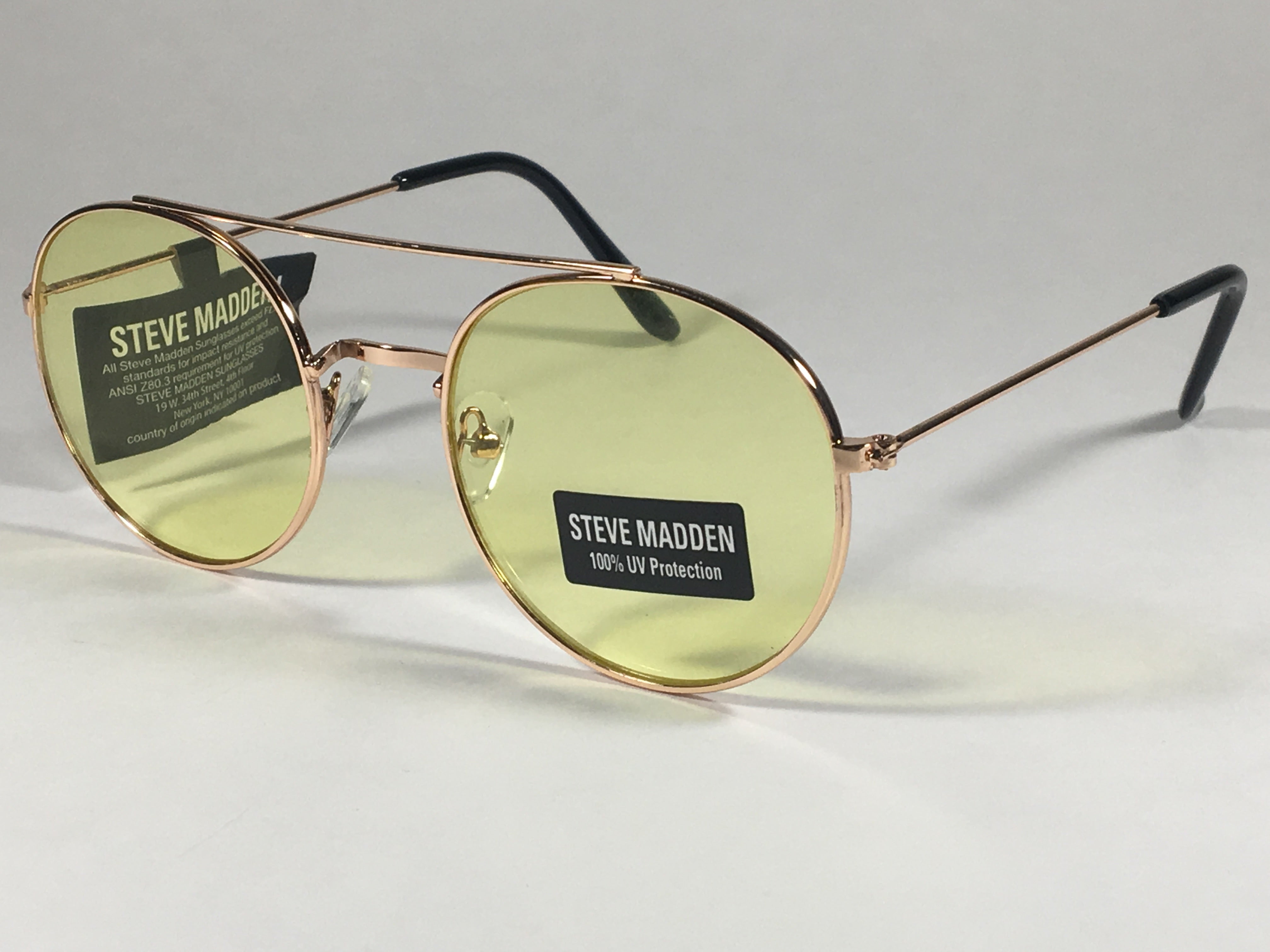 Steve Madden Yellow Lens Sunglasses Clear Frame Modern Chic NWOT LANDY Gold Frame Oval Charcoal Lens Sunglasses – Steve Madden main image 3