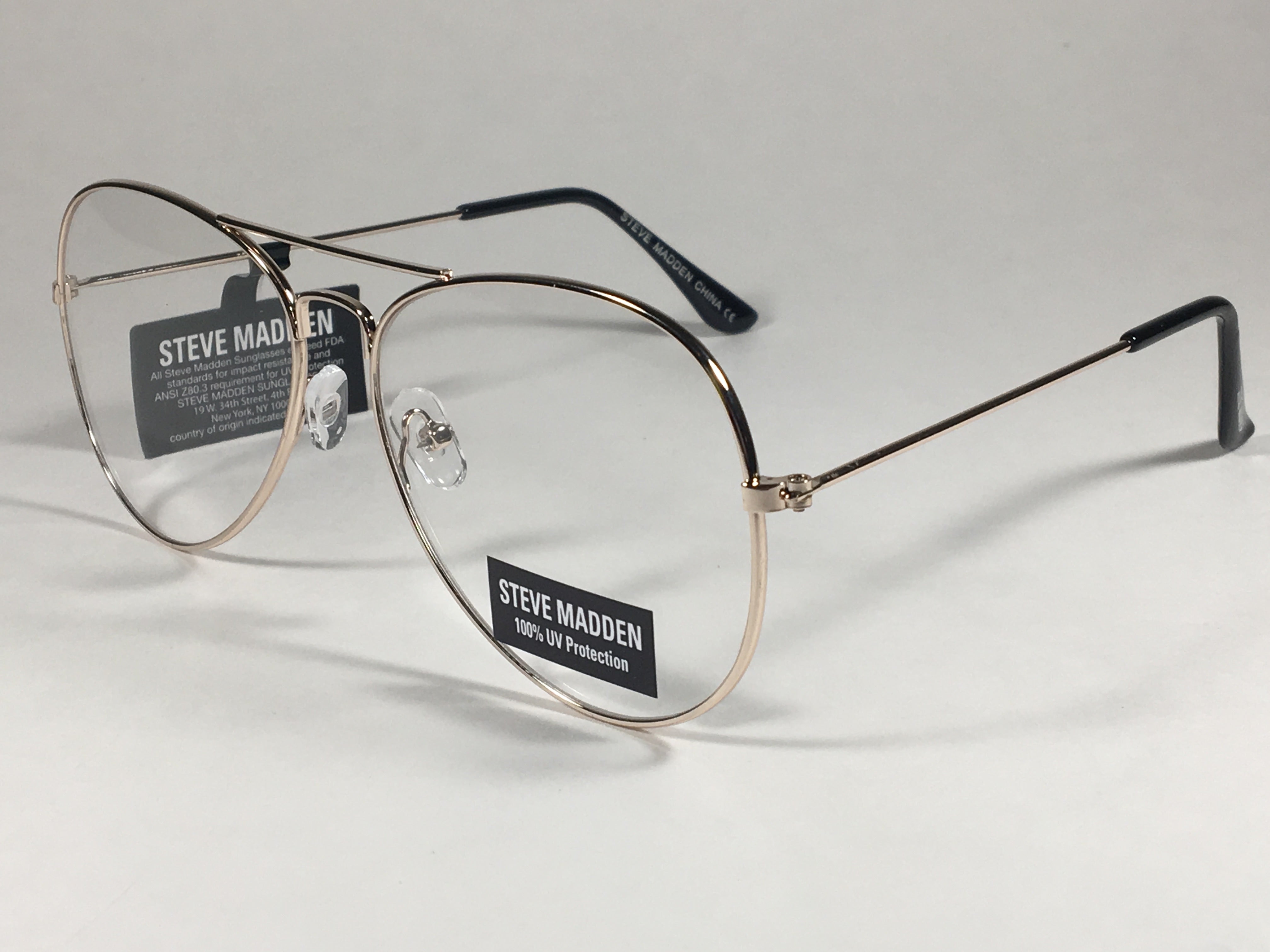 Steve Madden Aviator Sunglasses Pale Gold Tone Metal Clear  display picture 1