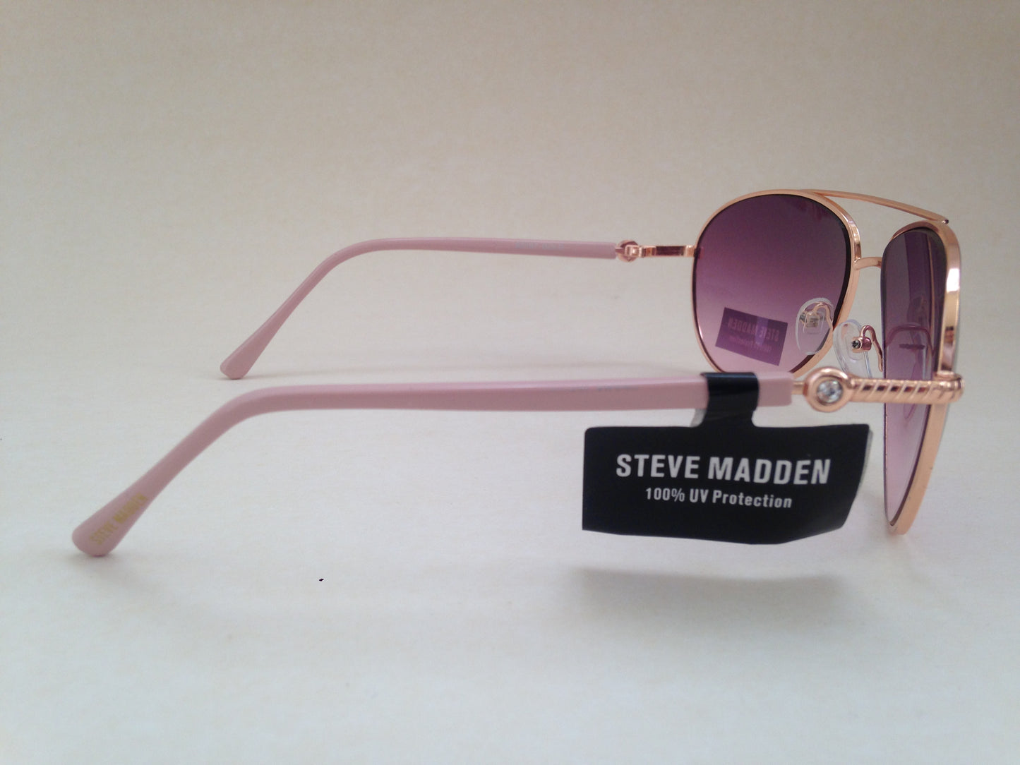 Steve Madden Aviator Sunglasses Rose Gold Pink Purple Gradient Rhinestone S5187 ROSE GOLD - Sunglasses